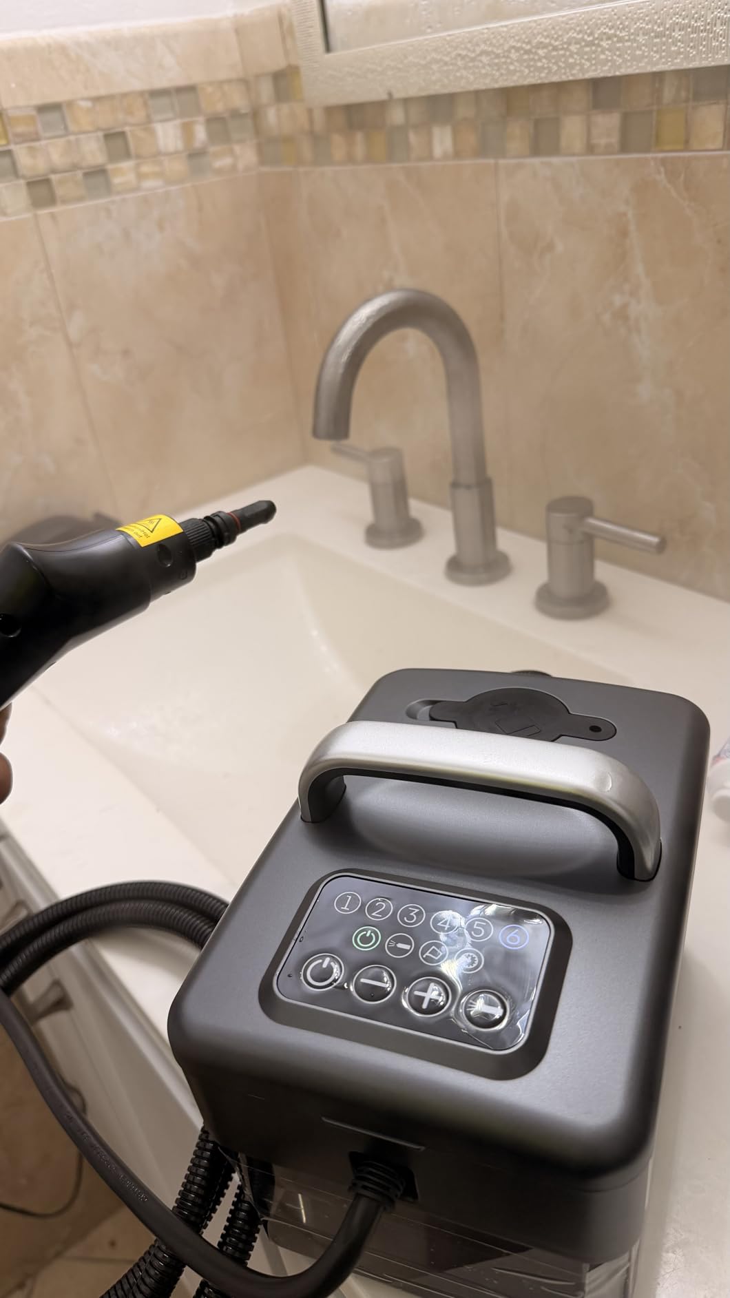 Steam Cleaner for Home - 1600ML Water Tank 15s Heat-Up Portable Steamer for Cleaning, 6 Level Adjustable, 2500W, 45PSI, 250°F Steam, Handheld Steam Cleaner for Car Detailing, Grease, Tile,Grout customer photo 2