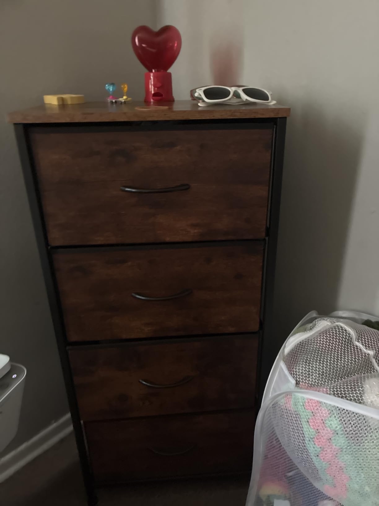 4 Drawers Dresser for Bedroom Fabric Storage Tower with Wooden Top | Steel Frame Tall Chest of Drawers for Closet, Entryway, Dorm, Brown customer photo 1