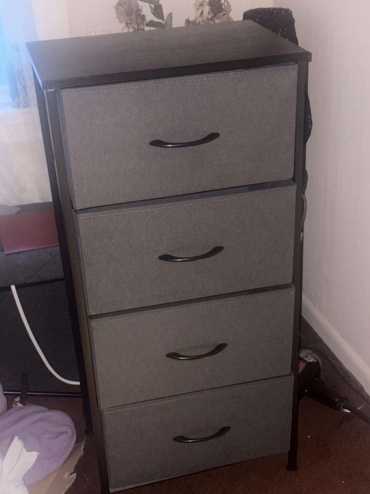 4 Drawers Dresser for Bedroom Fabric Storage Tower with Wooden Top | Steel Frame Tall Chest of Drawers for Closet, Entryway, Dorm, Brown customer photo 2
