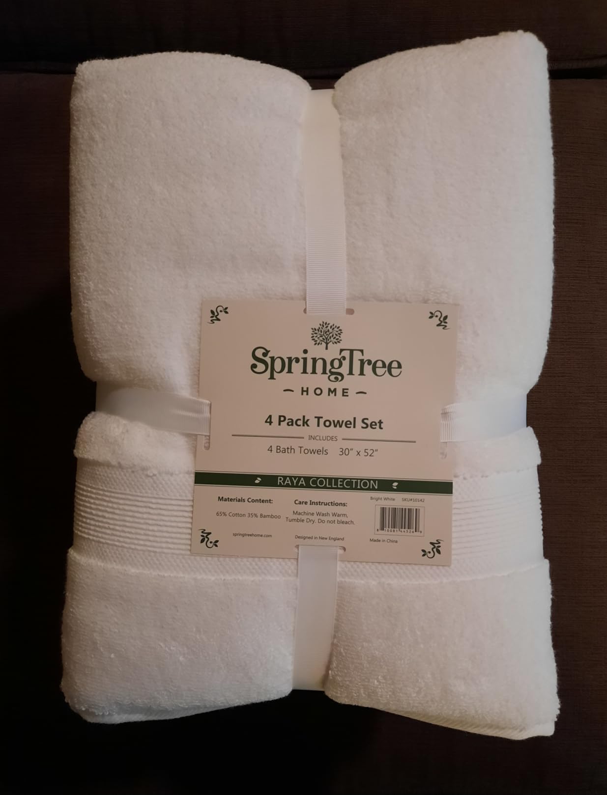 Springtree Home Luxury Bamboo Rayon Plush Bath Towel Set | 4-Pack | Brown | 35% Bamboo Rayon - 65% Zero Twist Cotton | Absorbent Quick-Dry Towels for Bathroom | Ultra Soft | OEKO-TEX Standard 100 customer photo 1