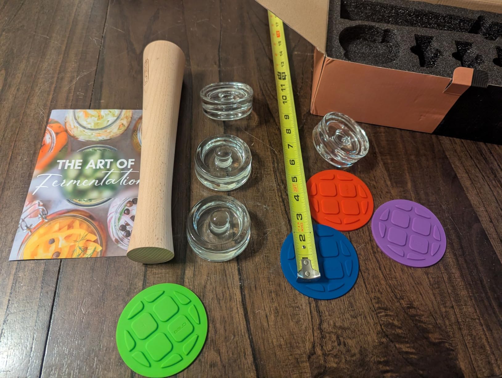 Complete Mason Jar Fermentation Kit - 9 Pc Wide Mouth Starter Set | Includes fermentation lids, glass weights, wooden tamper & recipe book for sauerkraut, kimchi, pickles & probiotics. customer photo 2