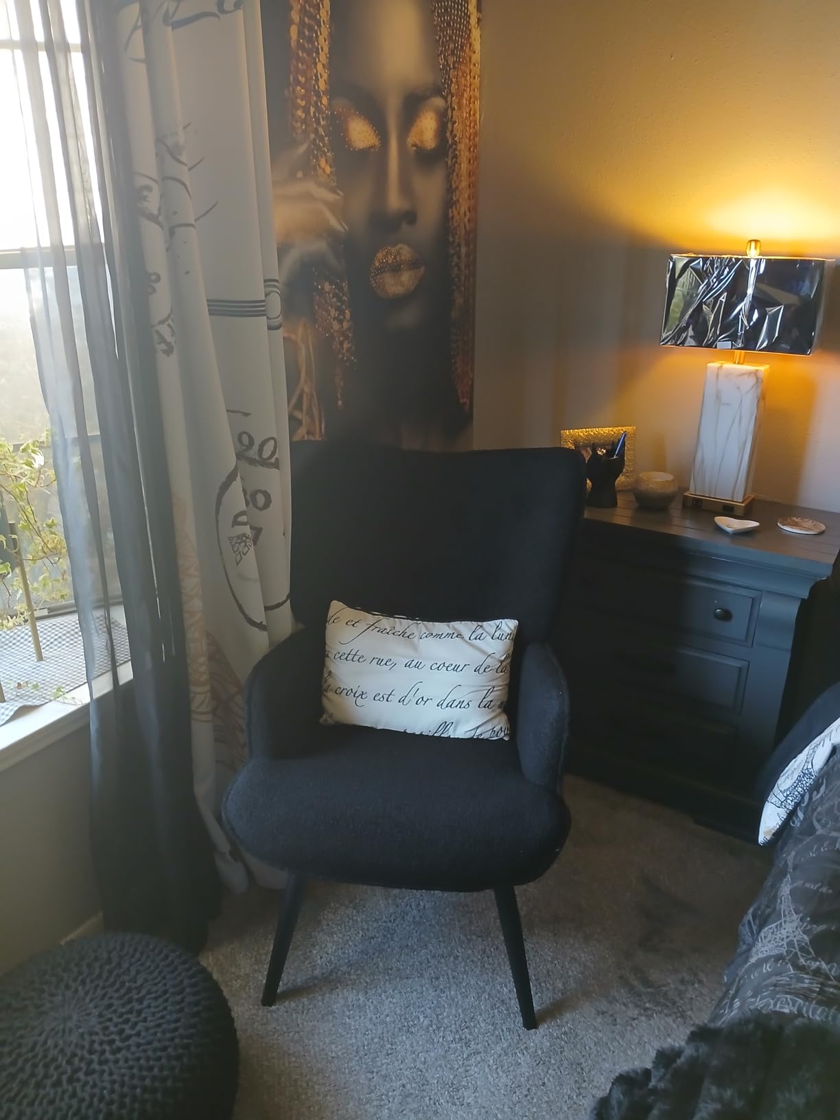 TLSUNNY Accent Chair, Upholstered Teddy Fabric Living Room Chairs | High Back Mid Century Modern Accent Chair, Comfy Wingback Chair for Living Room, Bedroom customer photo 2