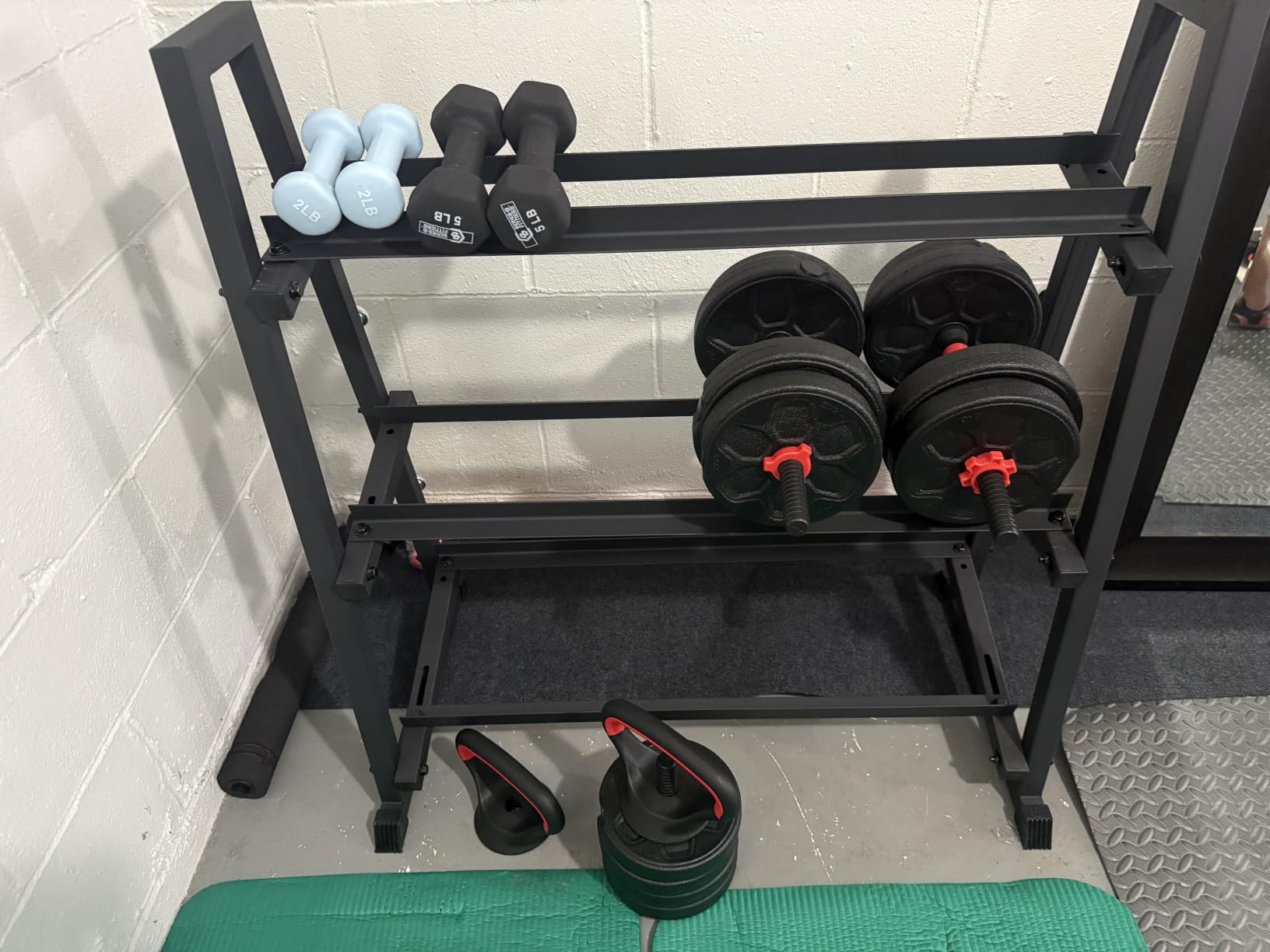 Leteuke 3 Tier Dumbbell Rack Stand Only, 1300LBS Heavy Duty | Trapezoidal Frame for Stability, Space-Saving Design; Fits Dumbbells, Kettlebells, Barbells for Home Gym customer photo 2