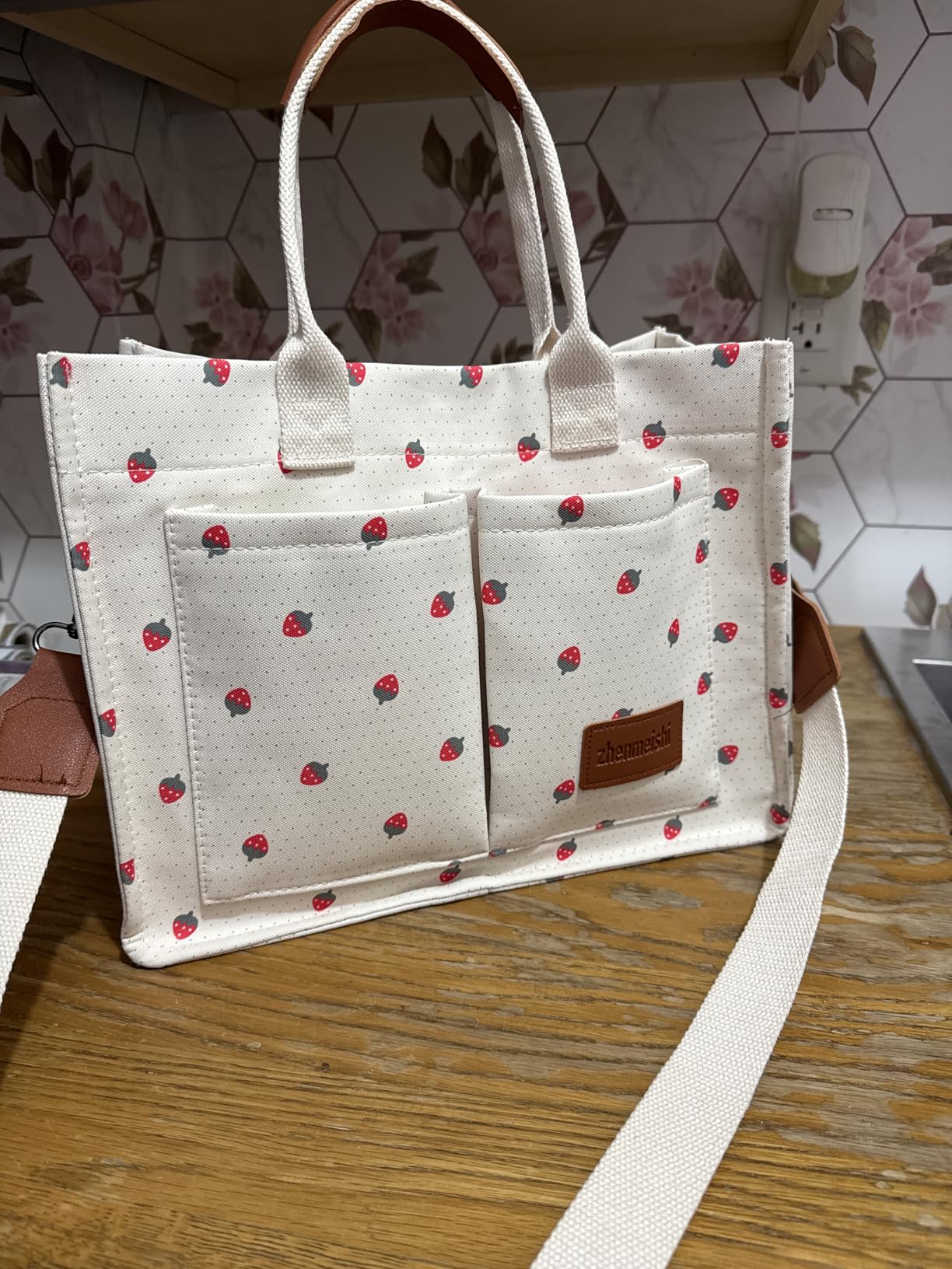Canvas Tote Bag for Women with Pockets Crossbody Bag Tote Shoulder Handbags Casual Work Bags Everything Tote Bag customer photo 1