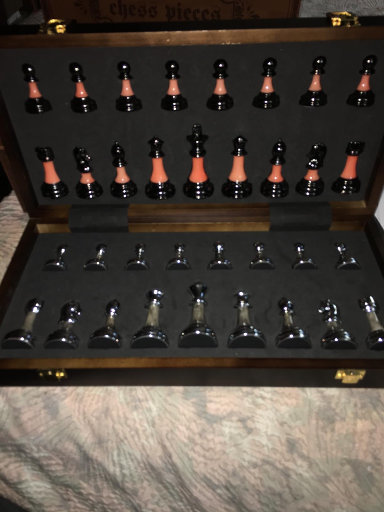 Luxury Large Chess Set 17 Inch Wooden Chess Board with Metal and Acrylic Chess Pieces, 3.5