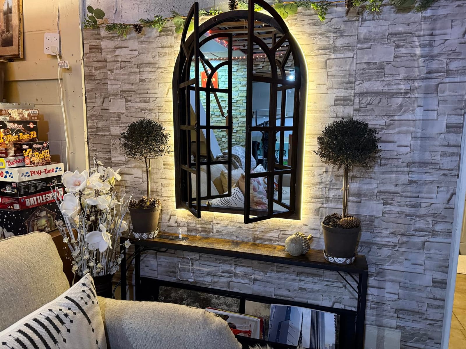 Farmhouse Window Mirror for Wall, 38