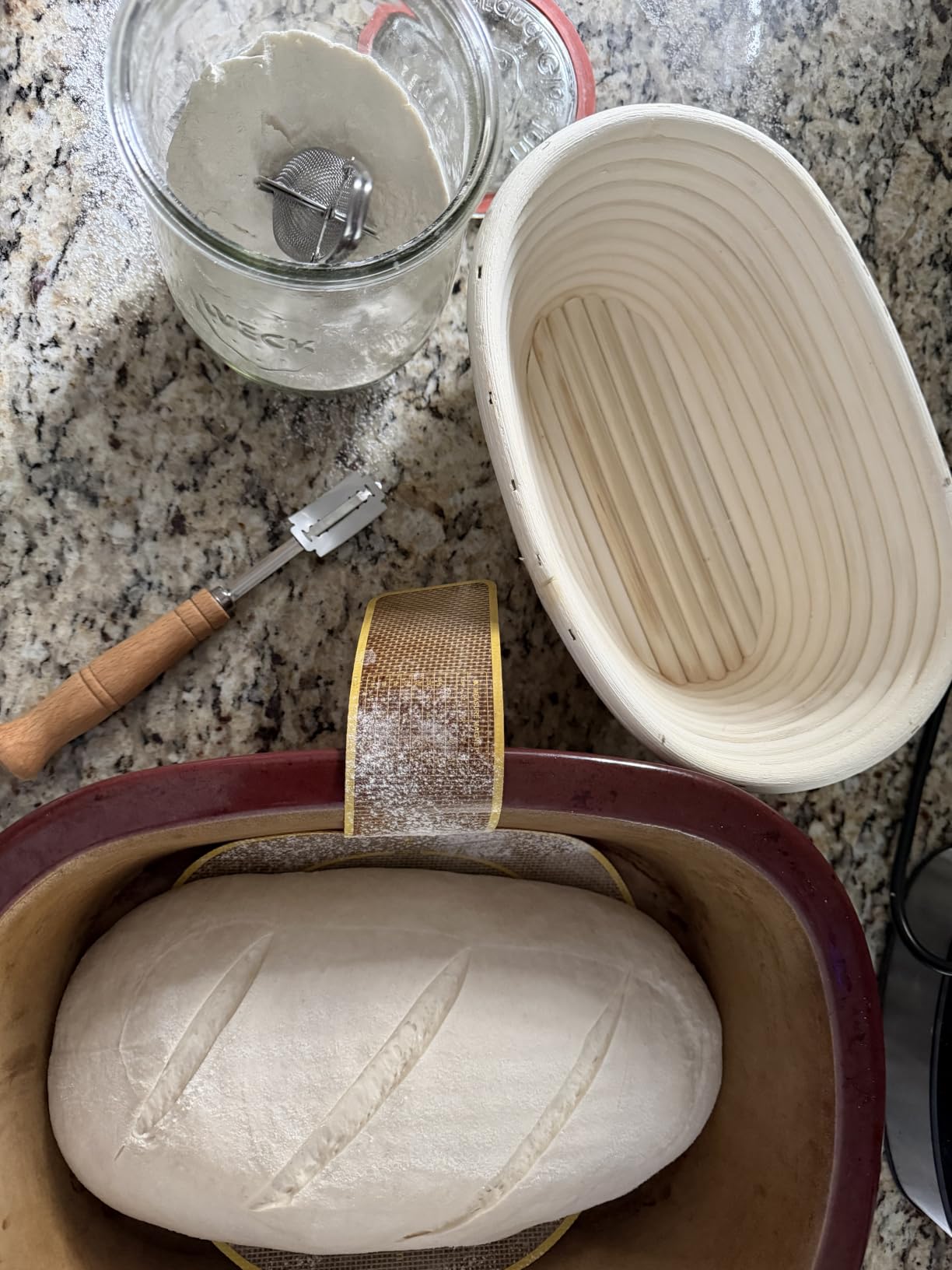 BAVIFY Sourdough Starter Kit, Banneton Bread Proofing Baskets Set | Complete Sourdough Bread Baking Supplies, Beginner Friendly, 9 in Round and 10 in Oval Rattan Banneton & 24 oz Starter Jar customer photo 2