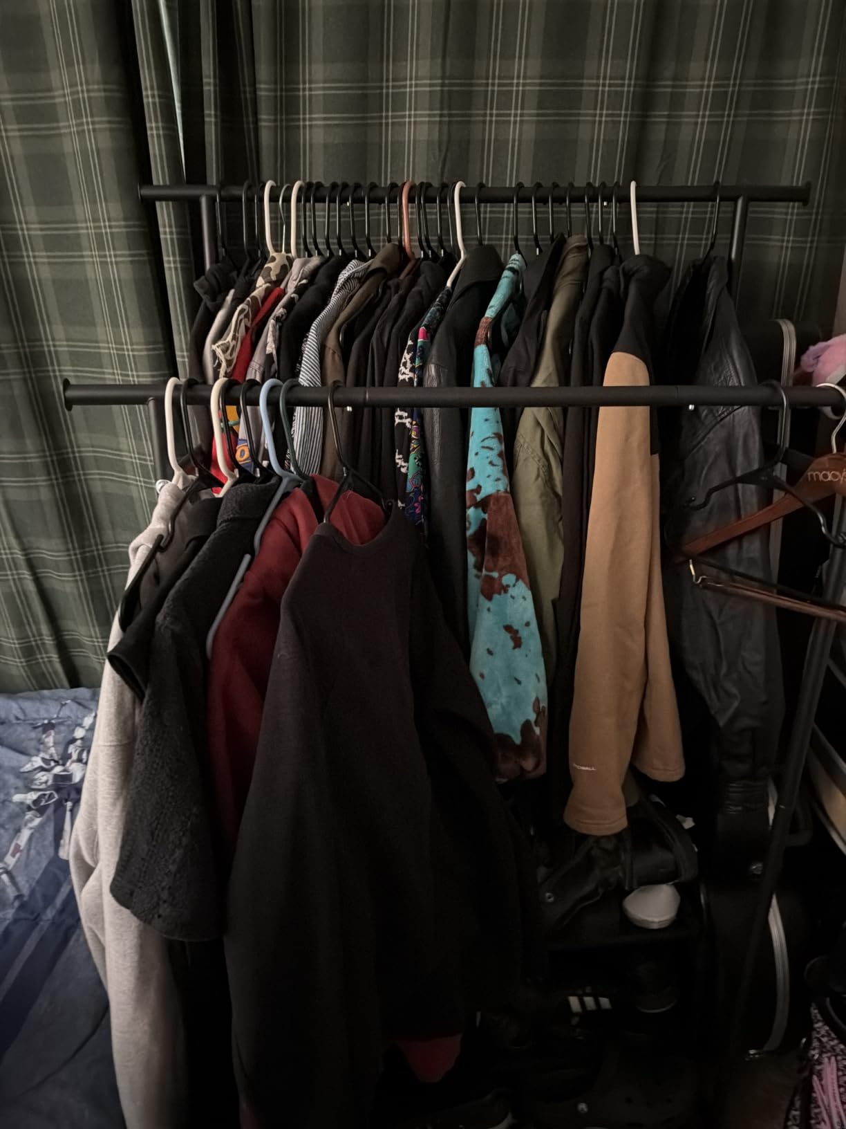 HYSEYY Clothes Rack, Double Rods Rolling Clothing Rack for Hanging Clothes, Portable Garment Rack with Wheels, Coat Rack Wardrobe Closet Load 240 LBS for Bedroom Laundry Room (Black, L) customer photo 2