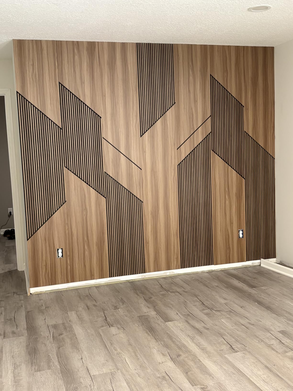 8-Pack Teak Wood Grain 3D Wall Panels with Adhesive, Peel and Stick PVC Wall Tiles for Accent Wall, Covers 82.15 Sq Ft for Luxury Living Room & Bedroom Decor customer photo 2