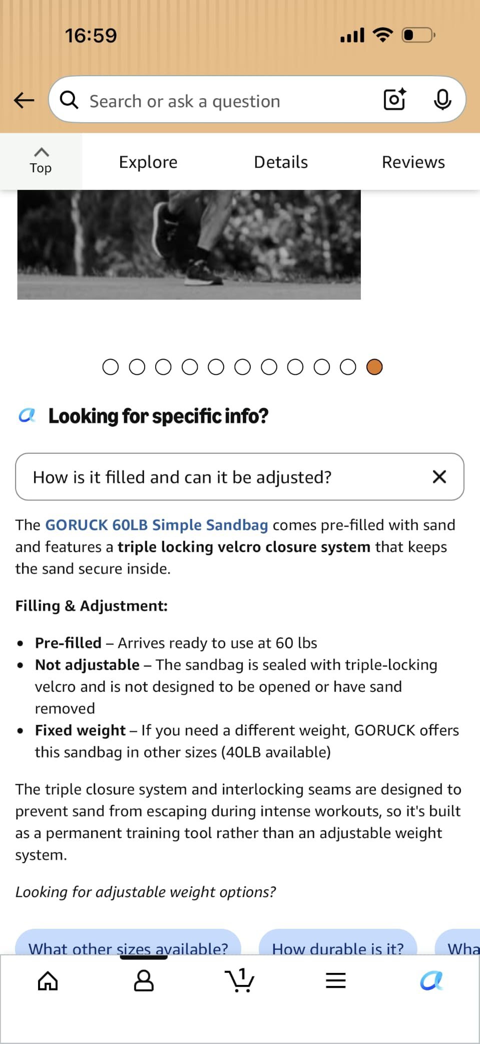GORUCK Simple Sandbag, Workout Sandbag for Strength Training | For Endurance, Weightlifting, Yoga and Functional Fitness, Durable Heavy Duty Build for Home Gym and Outdoor Workouts customer photo 2