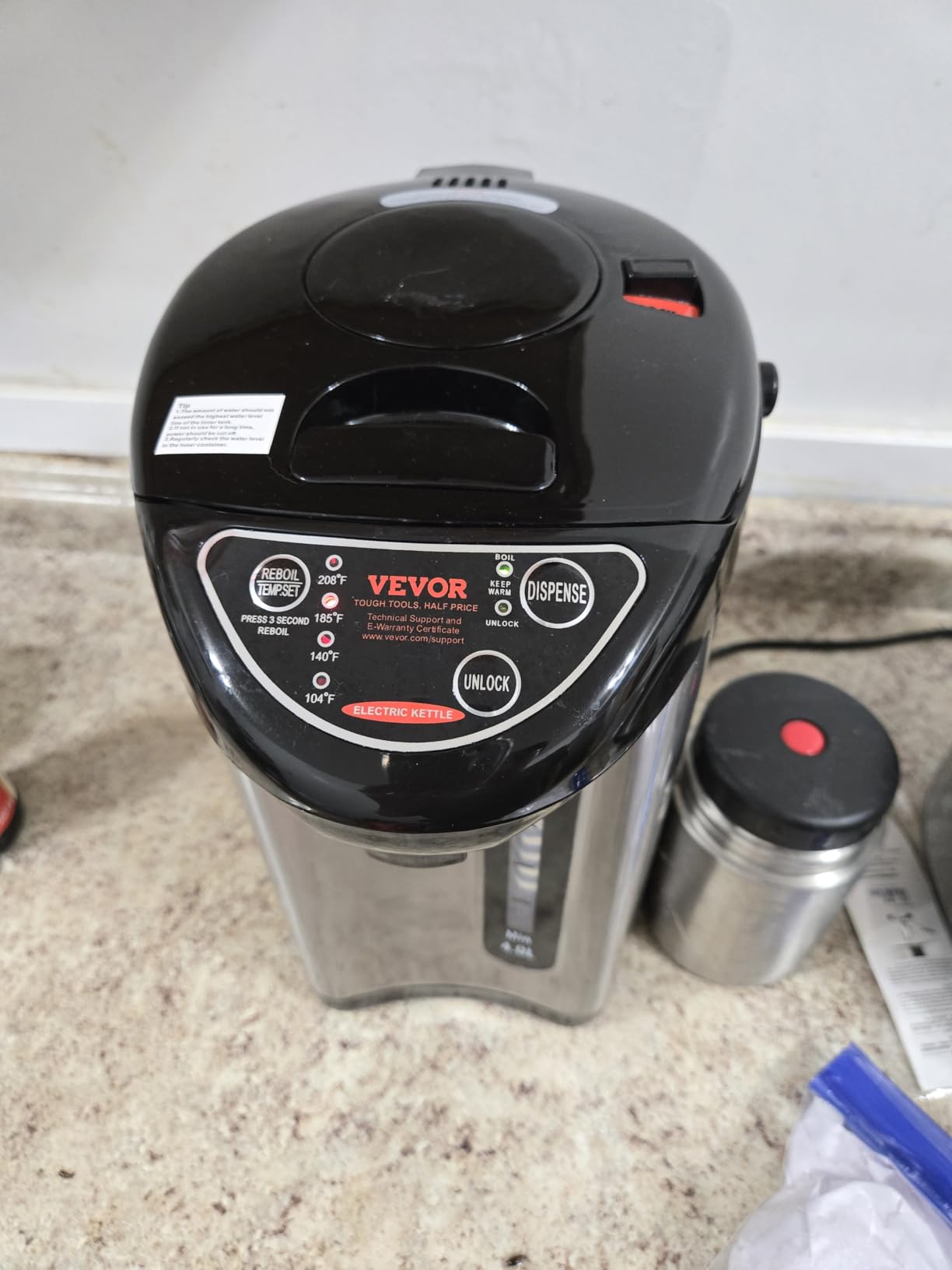 VEVOR Hot Water Dispenser, Adjustable 4 Temperatures Water Boiler and Warmer, 304 Stainless Steel Countertop Water Heater, 3-Way Dispense for Tea, Coffee and Baby Formula, 3L/102 oz customer photo 1