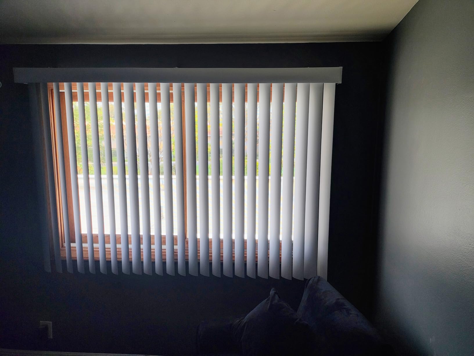 Vertical Blinds Custom Made to Your Size Curved - Color White | Heavy Duty PVC Sliding Door Blinds with Upgraded Self Aligning Headrail Track for Full Privacy - Includes Valance & Hardware customer photo 2