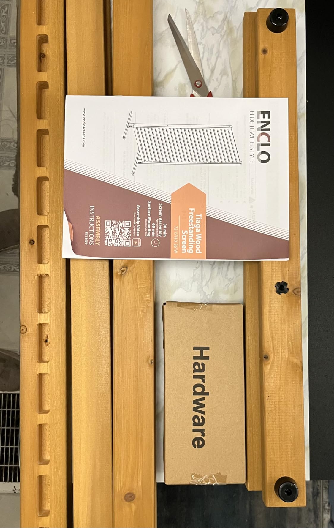 Enclo Slatted Freestanding/Surface Mounted Privacy Screen, Cedar Wood | 6ftH x 3ftW, Slatted, 1 Panel, Great for Balconies, Patios, or Decks, AZ18030 customer photo 2