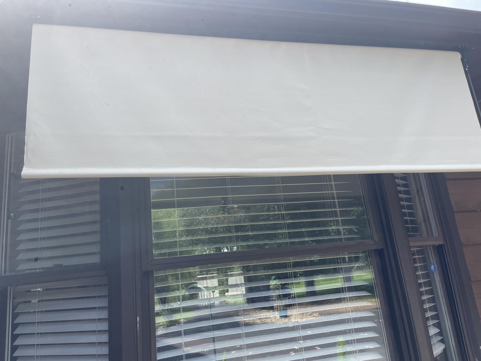 LOVE STORY 6'(W) x8'(H) Cordless Outdoor Roller Shade Exterior Patio Roll Up Blinds for Porch Gazebo Backyard, Beige customer photo 1