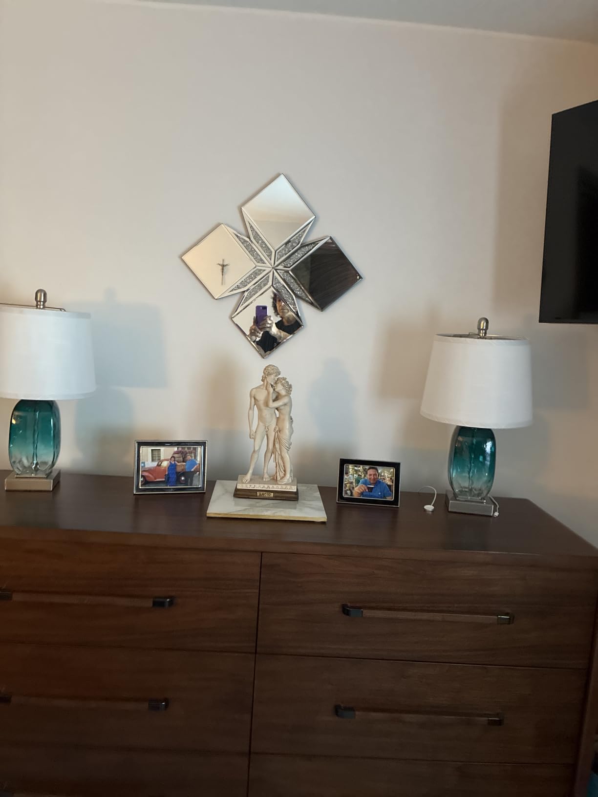 Artisan Set of 4 Silver Beveled Wall Decor Mirrors - 24x8 Inch Each, Creative Combination Design for Modern & Farmhouse Home Decor, Shatter-Resistant Glass with Wood Backing customer photo 1