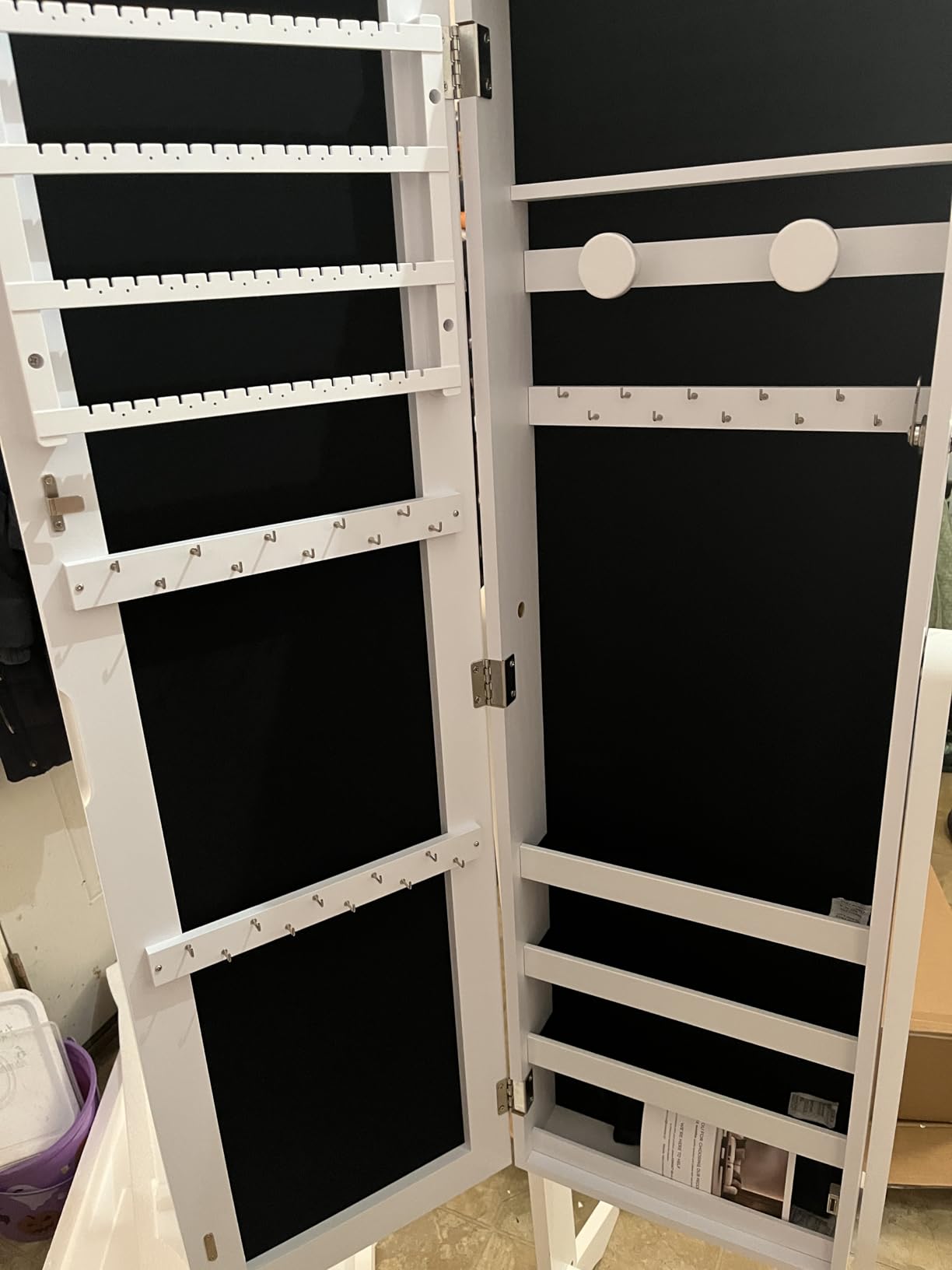 Nicetree Freestanding Jewelry Cabinet, Full Length Mirror, Moon White | Jewelry Armoire Organizer, Lockable Jewelry Storage Cabinet, Frameless Mirror, 3 Adjustable Angles,Gift Idea,Quick Assembly customer photo 1