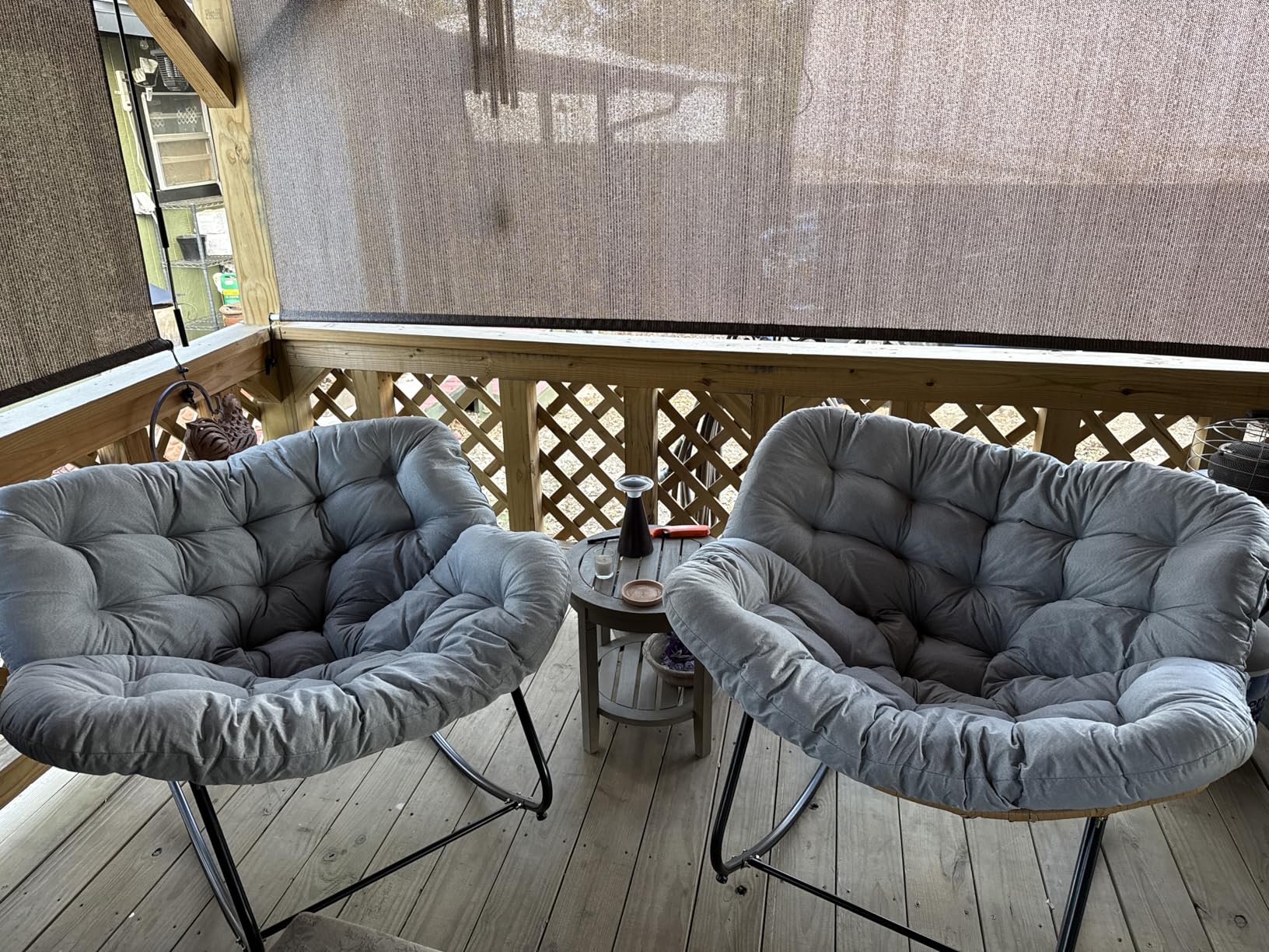 Oversized Papasan Rocking Chair with Extra Thick Cushion, Rattan Wicker Egg Chair for Indoor & Outdoor Use - Cozy Swivel Lounge Chair for Patio, Living Room, Bedroom, or Porch, Grey customer photo 2
