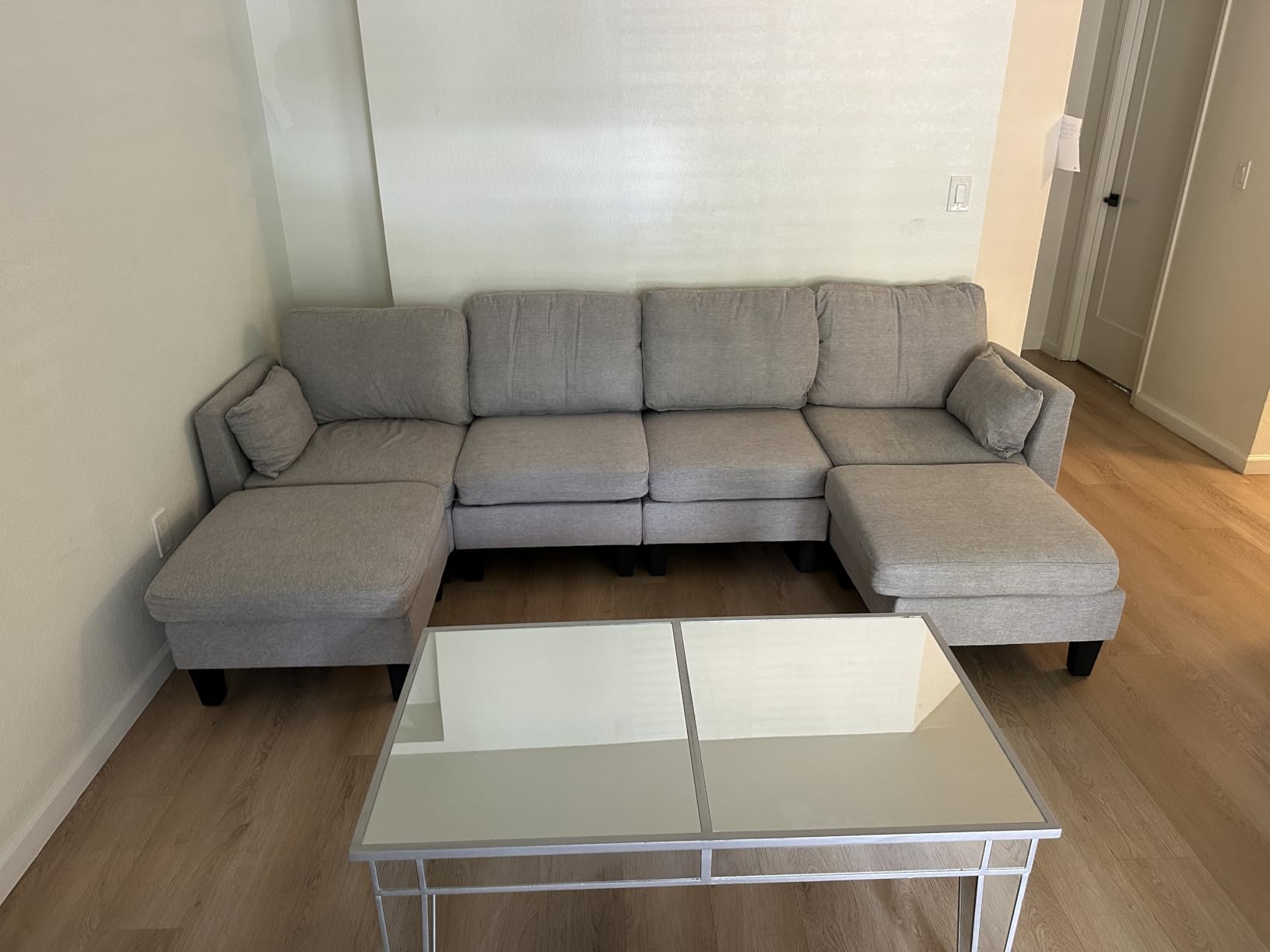 Modular Sectional Sofa, 6 Seaters Modular Sleeper Sofa Couch, Comfy Sectionals Couches Bed, Convertible Sofas with Ottomans, Sectional Couches for Living Room, Dark Grey customer photo 2