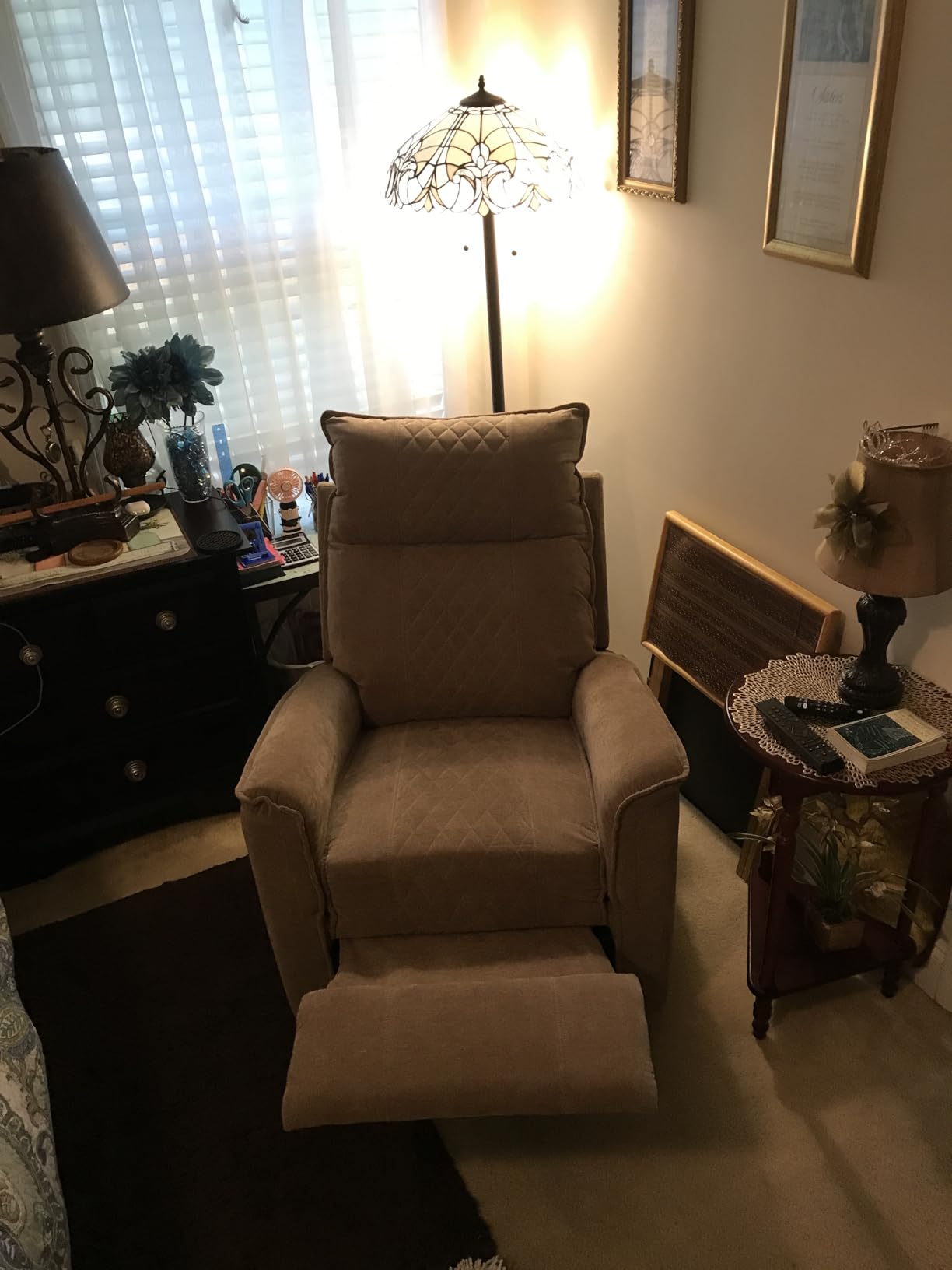 Swivel Rocker Recliner Chair, Rocking Chair, Small Swivel Recliner for Small Spaces, Living Room, RV (Dark Grey) customer photo 1