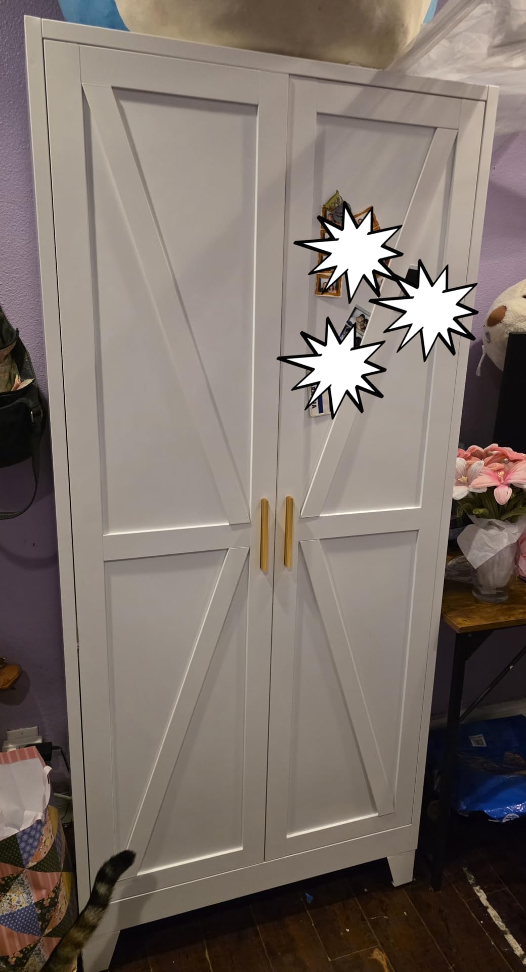 COFaR Armoire Wardrobe Closet with Drawers & Hanging Rod, 71'' Metal Wardrobe Closet with Doors & Adjustable Shelf, Farmhouse Wardrobe Cabinet for Bedroom Home Office Garage, Black customer photo 2