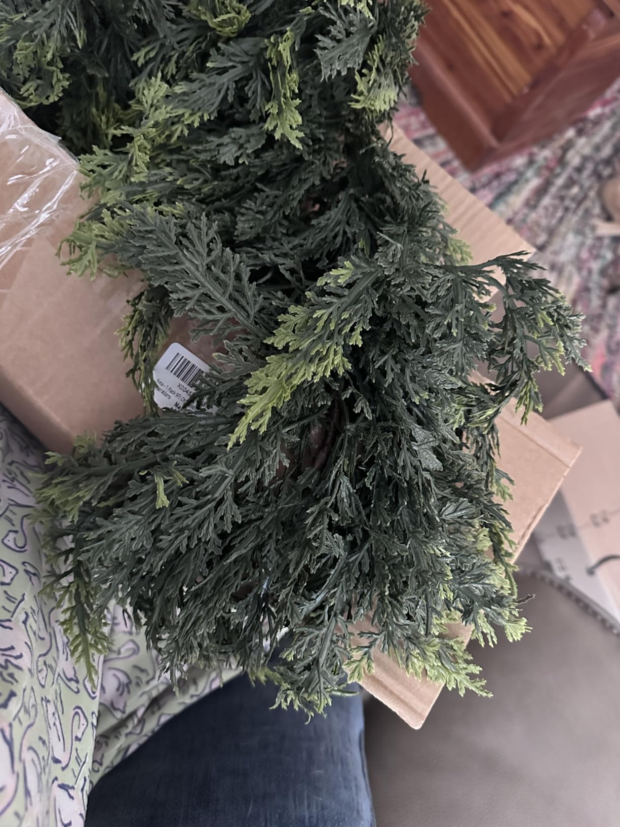 2 Pack 9Ft Christmas Garland, Real Touch Cedar Garland | Artificial Cypress Garlands for Mantle Fireplace Table Door Wall Upstairs Indoor Outdoor Xmas Holiday Decorations customer photo 1