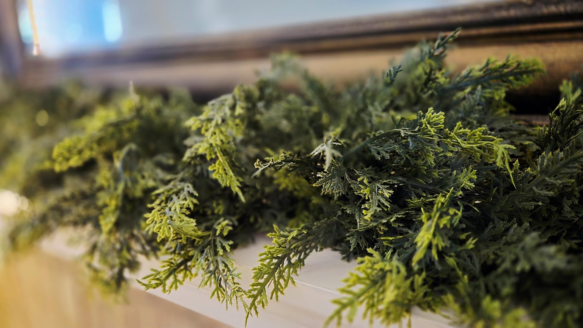 2 Pack 9Ft Christmas Garland, Real Touch Cedar Garland | Artificial Cypress Garlands for Mantle Fireplace Table Door Wall Upstairs Indoor Outdoor Xmas Holiday Decorations customer photo 2