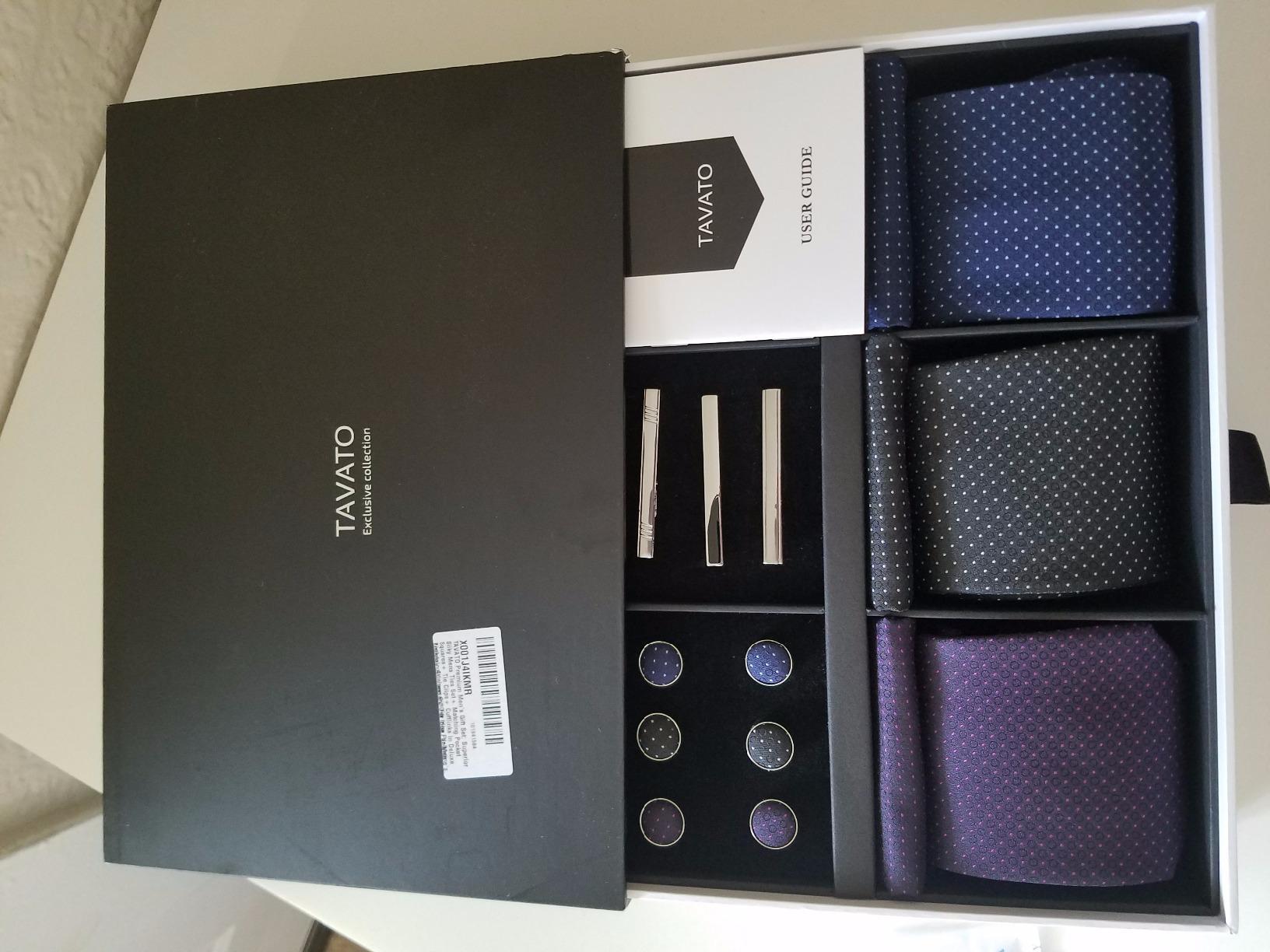 Premium Men's Gift Tie Set Silky Necktie Pocket Squares Tie Clips Cufflinks For Men customer photo 2