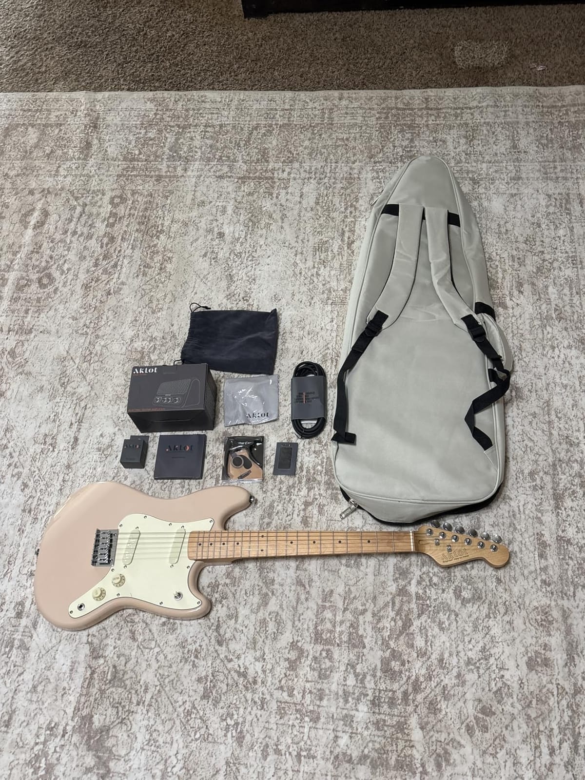 AKLOT Mini Kids Electric Guitar: 3/4 Size Guitar Kit for Beginners, 1.5in Narrow Neck for Small Hands, Easy to Play, Age 6-12, 36