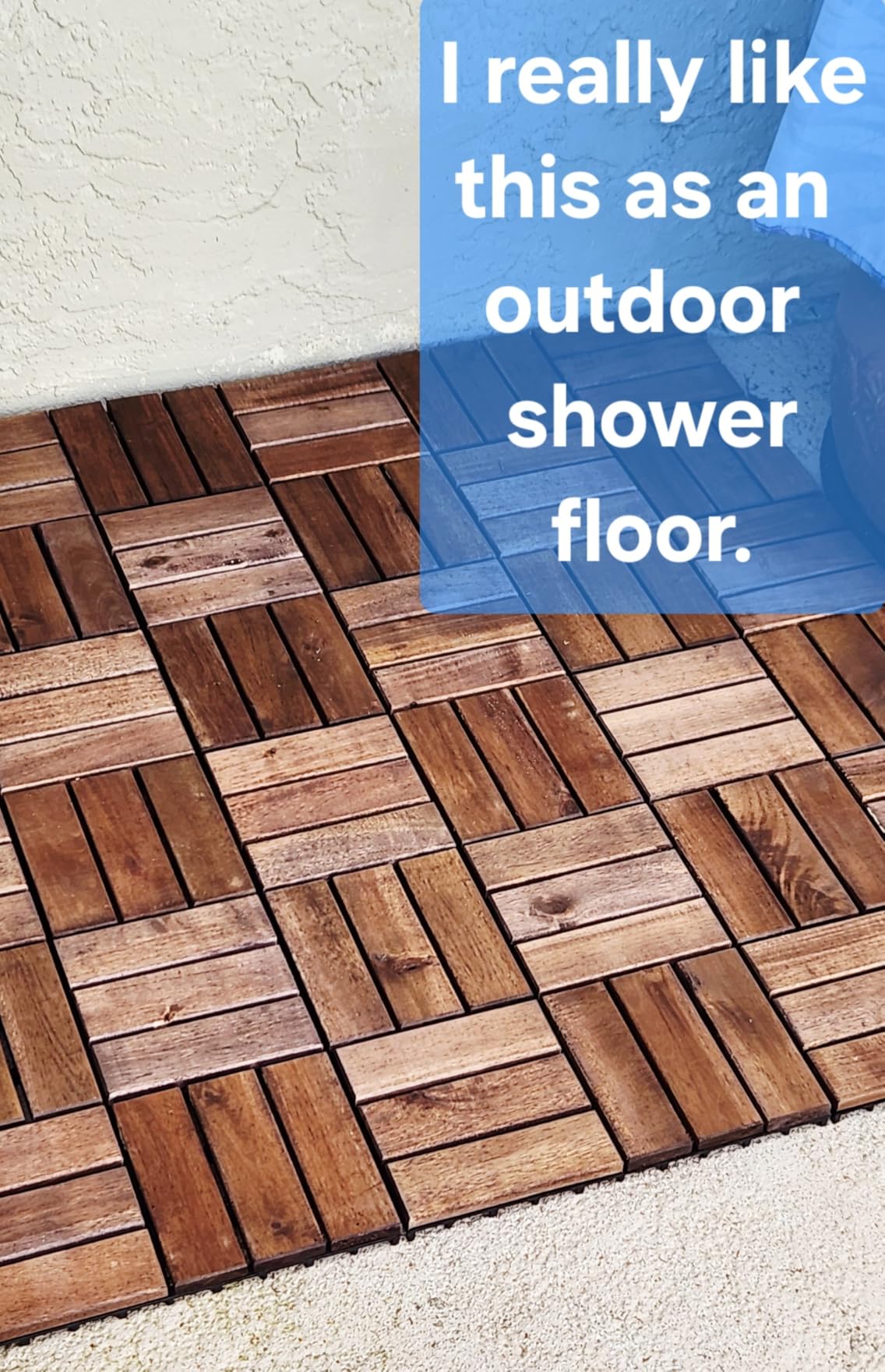 Jurax Interlocking Wood Deck Tiles, 10Pcs Patio Flooring, Golden Teak | Round Joints, Cross Pattern, 12