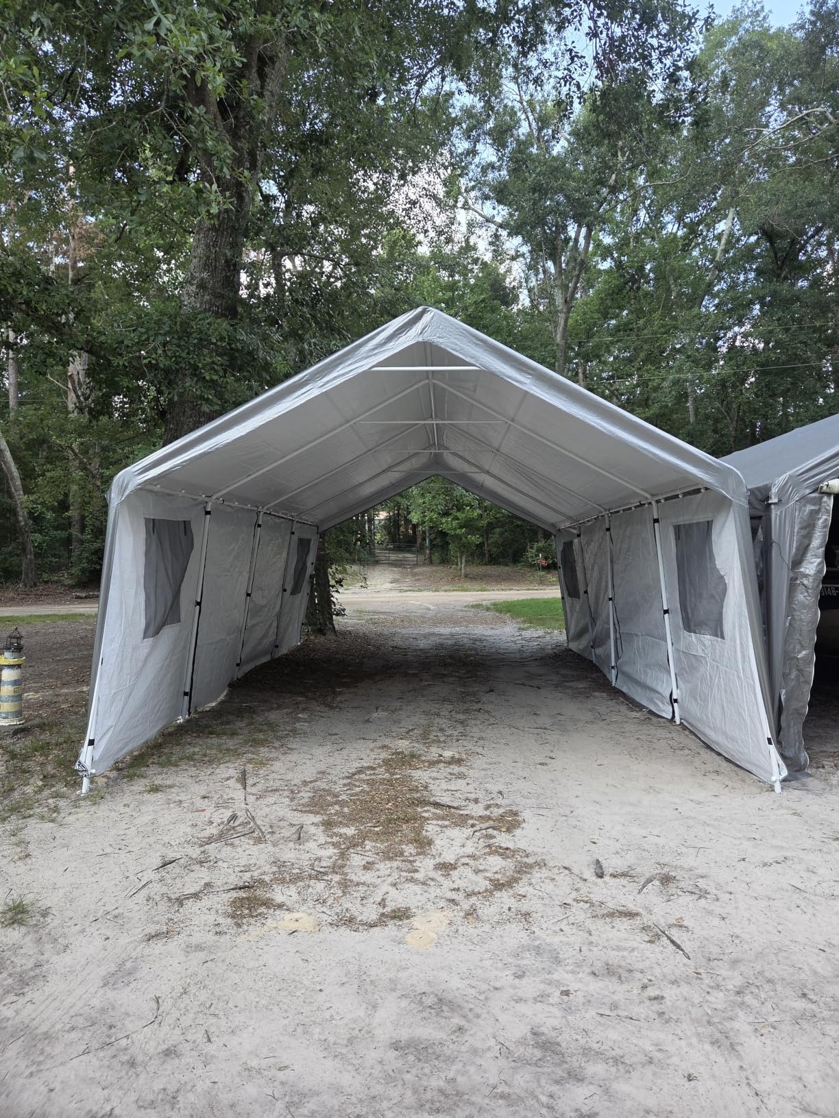 13x25 Heavy Duty Carport Canopy, Drive Through Portable Garage | Roll-Up Windows and Doors, Removable Sidewalls, Side Doors customer photo 1