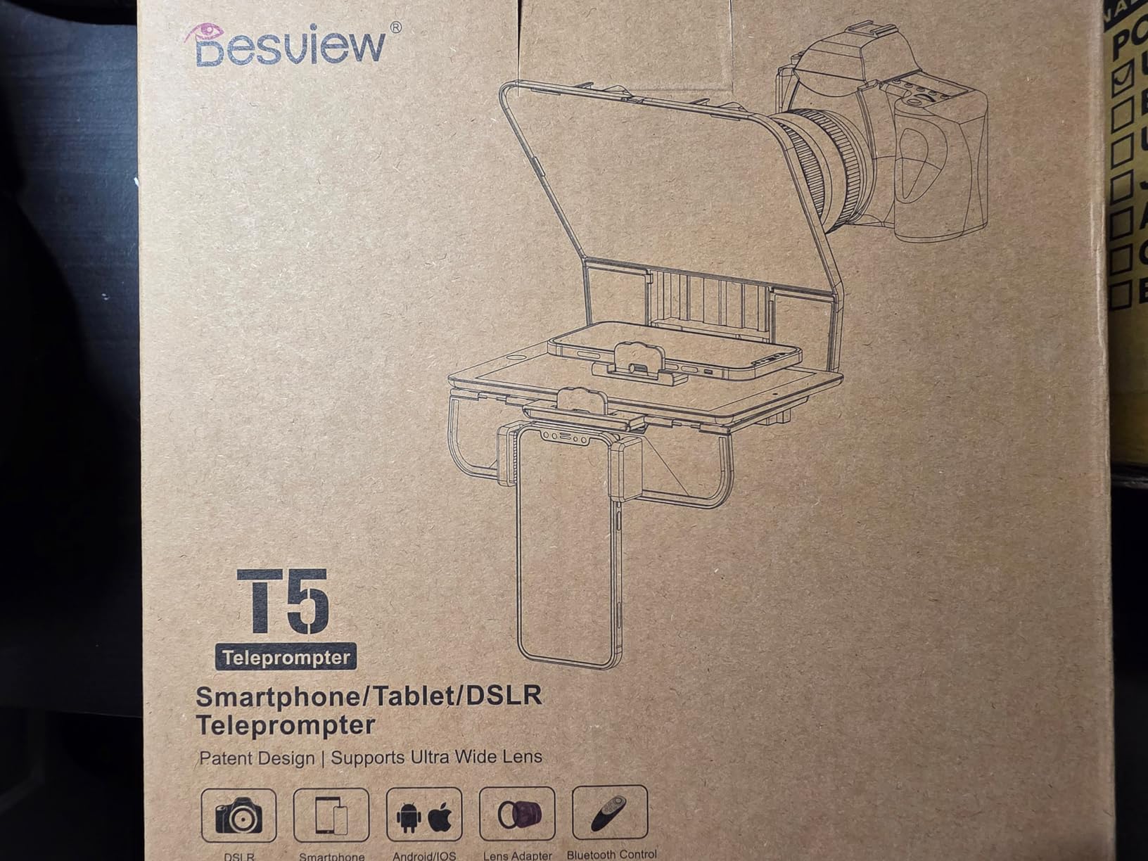 Desview T5 Teleprompter for Smartphone & Tablet, Video Recording | Compatible with DSLR Cameras. Includes 49-82mm Adapter Rings, Coated Glass, Bluetooth Remote, Free App for Streaming customer photo 1