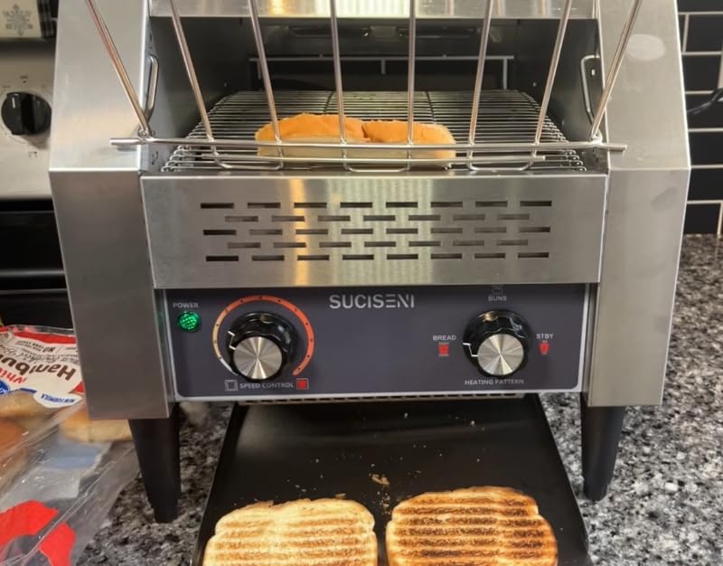 Commercial Conveyor Toaster 450 Slices/Hour Stainless Steel Toaster 2600W Heavy Duty Industrial Toasters Electric Oven with Dual Heating Tube for Bagel Bread Croissant Bakery Restaurant Cafe customer photo 2
