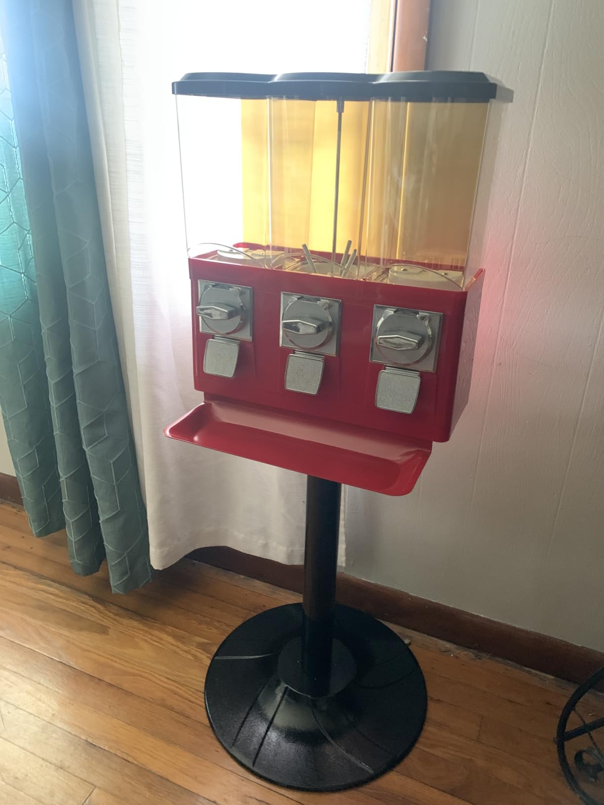 Candy Machine Dispenser Commercial Gumball Vending Machine Coin Operated | Accepts Only Quarter Triple Canister Setup for Gum Ball and Candies Meets FDA Norms Includes Coin Tray with Anti Theft Lock customer photo 1