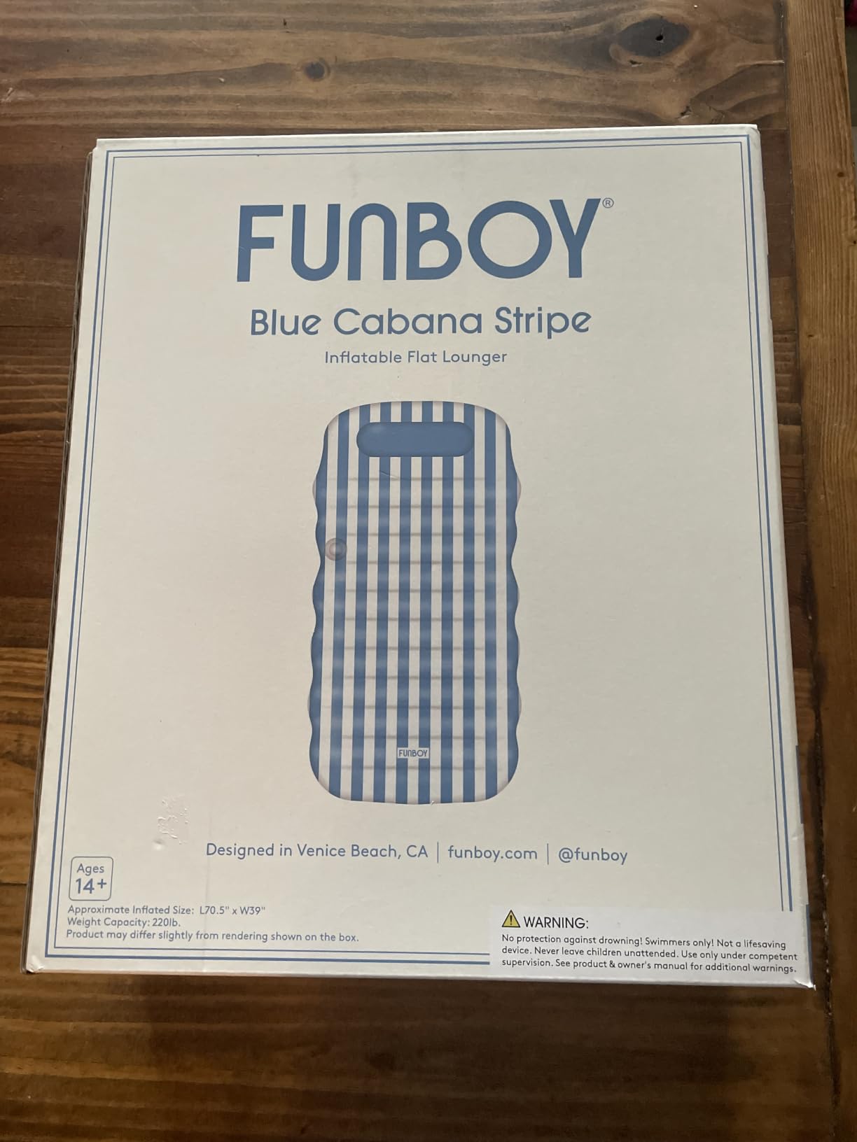 FUNBOY Yellow & White Cabana Striped Flat Lounger Pool Float | Built-in Pillow, 70