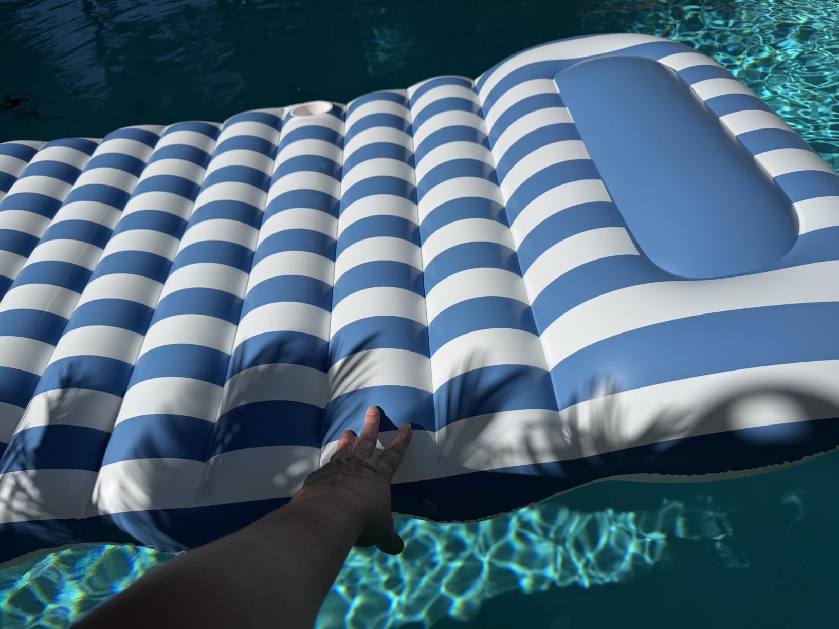 FUNBOY Yellow & White Cabana Striped Flat Lounger Pool Float | Built-in Pillow, 70