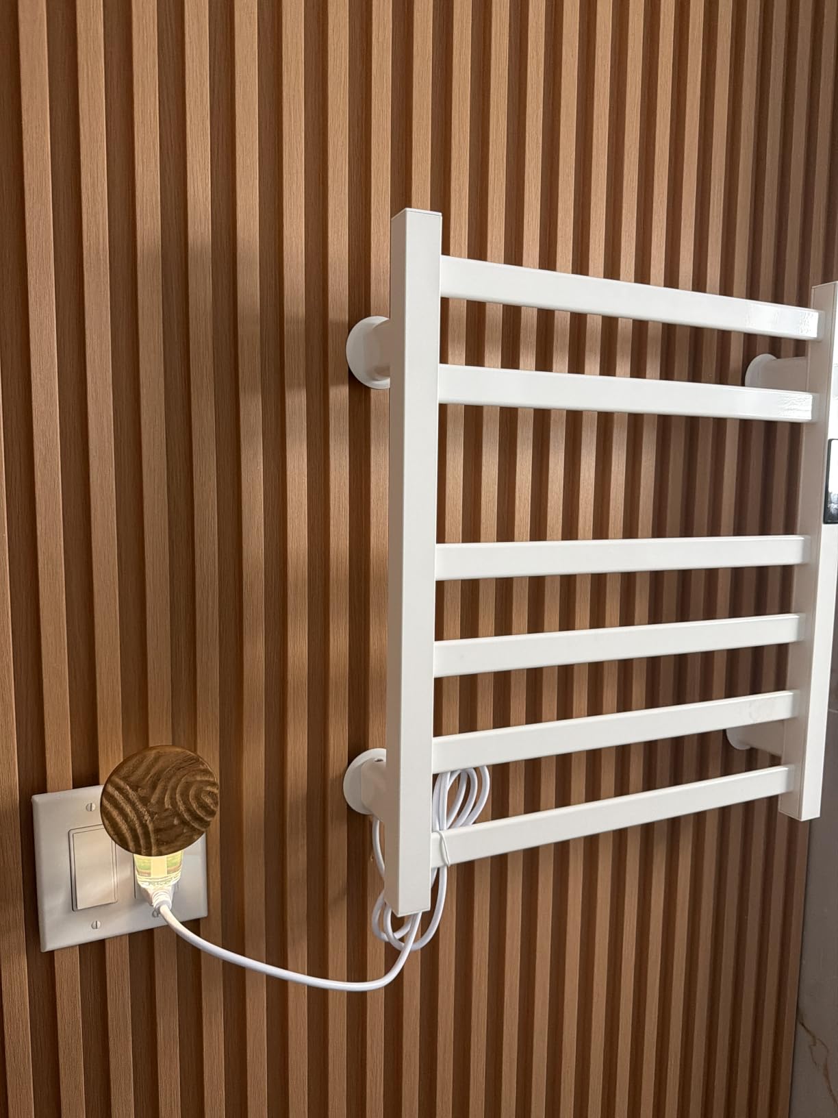 Electric Towel Warmer Wall Mounted, 6 Bar Heated Towel Rack with Intelligent Timer & Temp Control, Plug-in/Hardwire, Left and Right Compatible customer photo 2