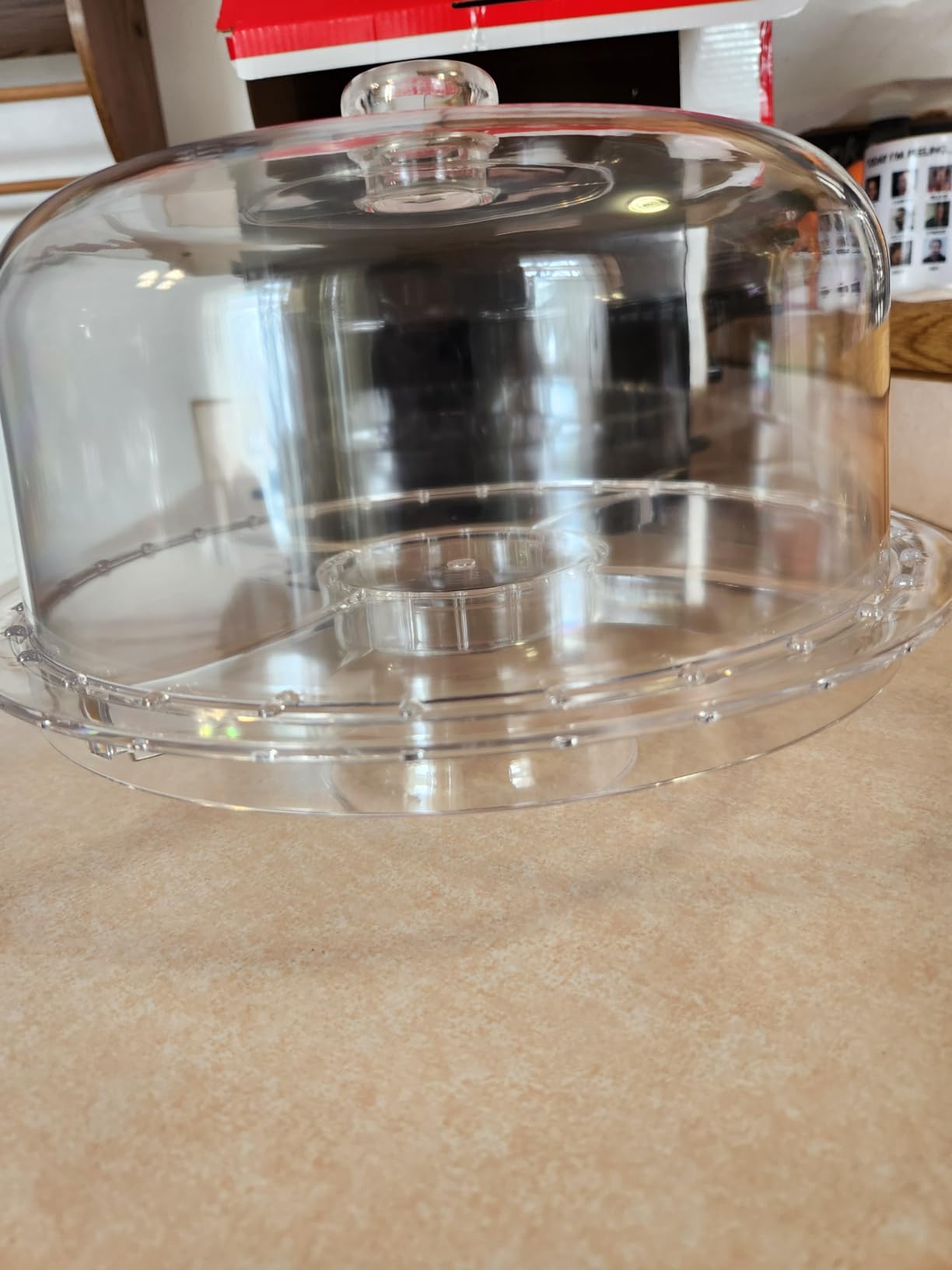 Acrylic Cake Stand with Dome Lid, 12.2 Inch 6-in-1 Clear Cake Plate Carrier with Handle, Crystal Display Holder with Cover for Birthday Parties, Weddings, Cupcakes, Fruit Platter & Home Baking Gift customer photo 2