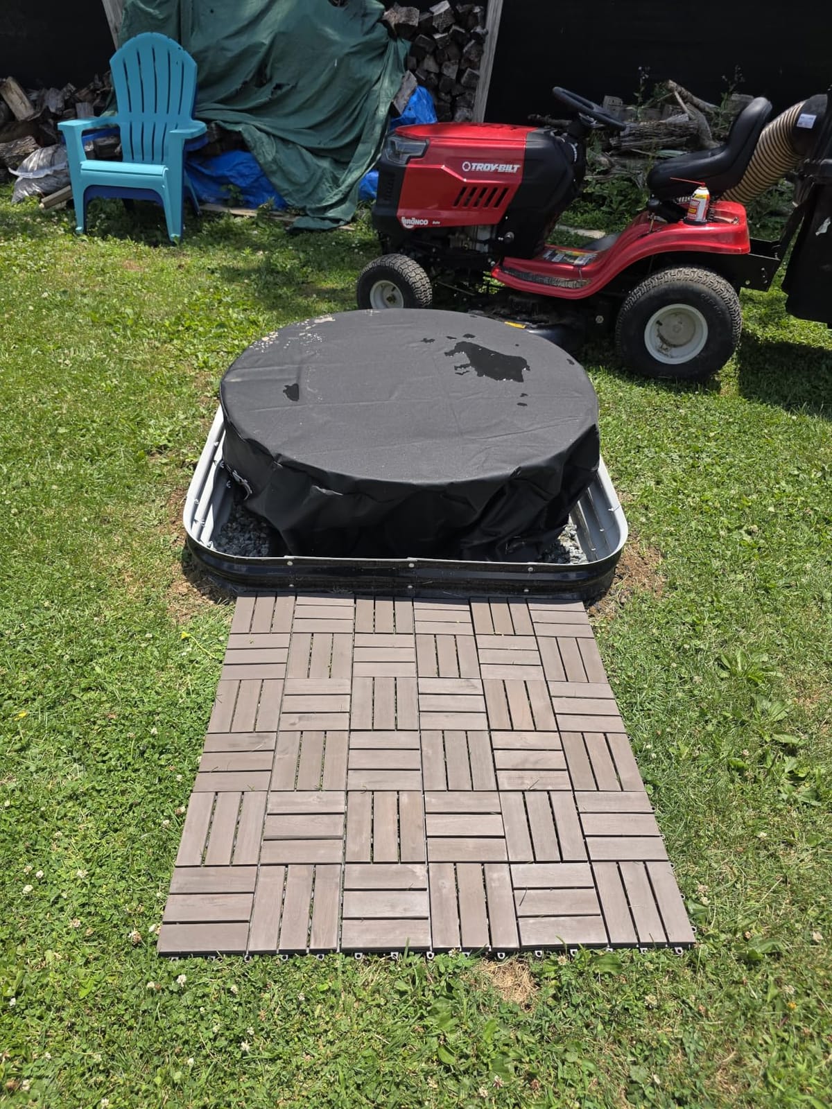 Acacia Interlocking Deck Tiles Outdoor Waterproof All Weather, Grey Striped | Raised Drainage Base, 12x12 In, Trimmable, Oil-Rubbed Finish, No Tools or Sealant Required, Weather-Resistant, Washable customer photo 1