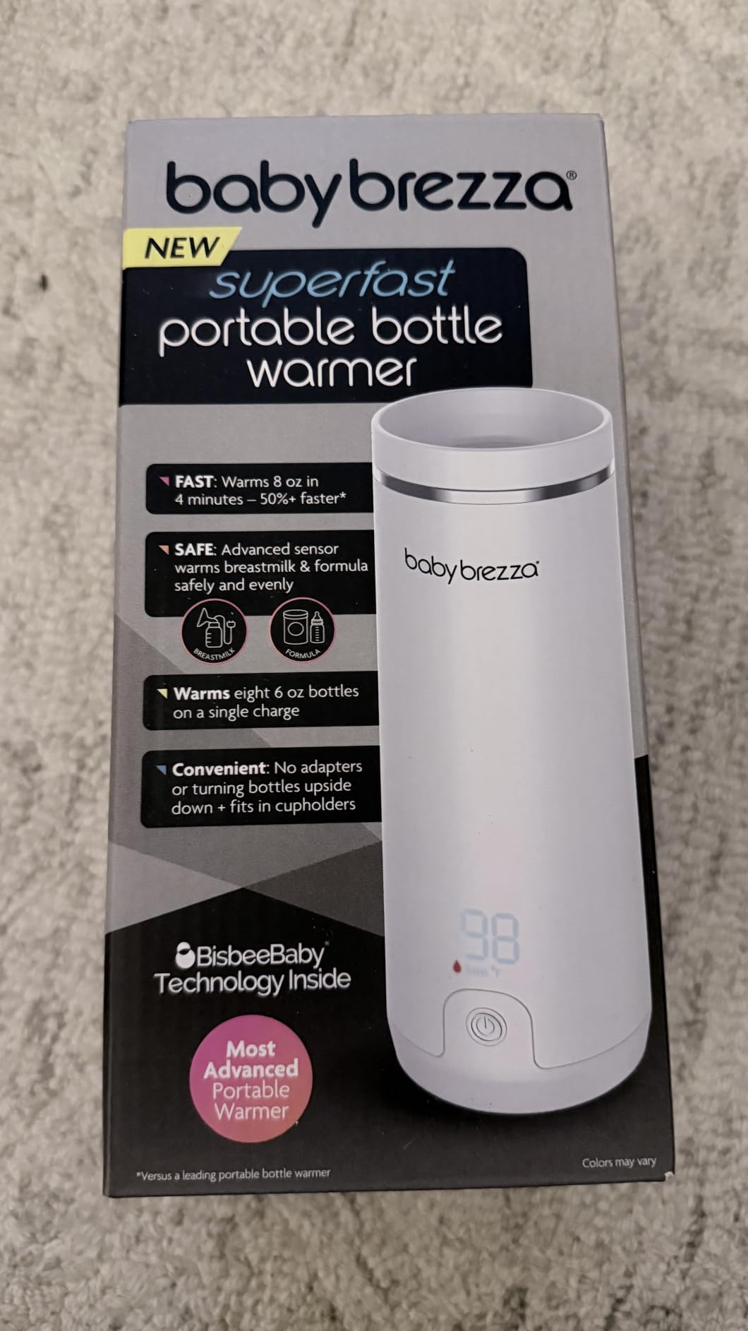 Baby Brezza Portable Baby Bottle Warmer - Breastmilk + Formula Safe, Grey | 3x Faster Travel Warming, Up to 8 Bottles with 4 Temp Settings, No Bottle Adapters + Safe, Even Heating, Dishwasher Safe customer photo 2