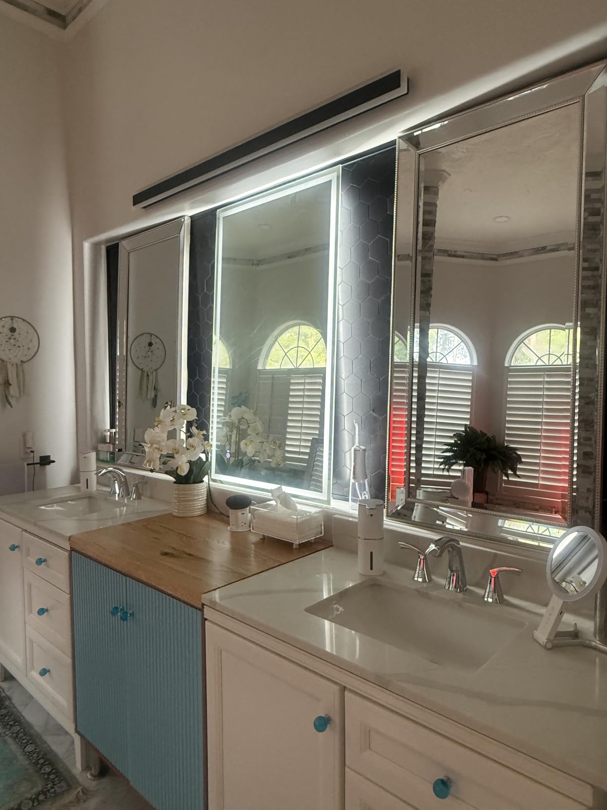 Smart LED Bathroom Mirror with Lights, 28 x 48 in, Wall-Mounted | Anti-Fog Vanity Mirror, Wi-Fi App, Alexa/Google Voice Control, 3-Color Dimmable, 24H Timer, Plug-In or Hardwired customer photo 2