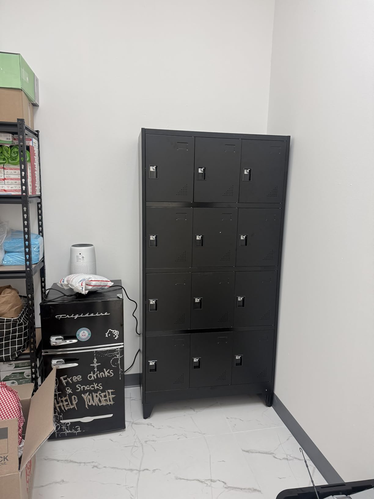 erosoei Metal Lockers for Employees, 12 Doors Metal Storage Locker with Card Slot and Ventilation Holes, Steel Employee lockers for Home Office School Gym Garage customer photo 1