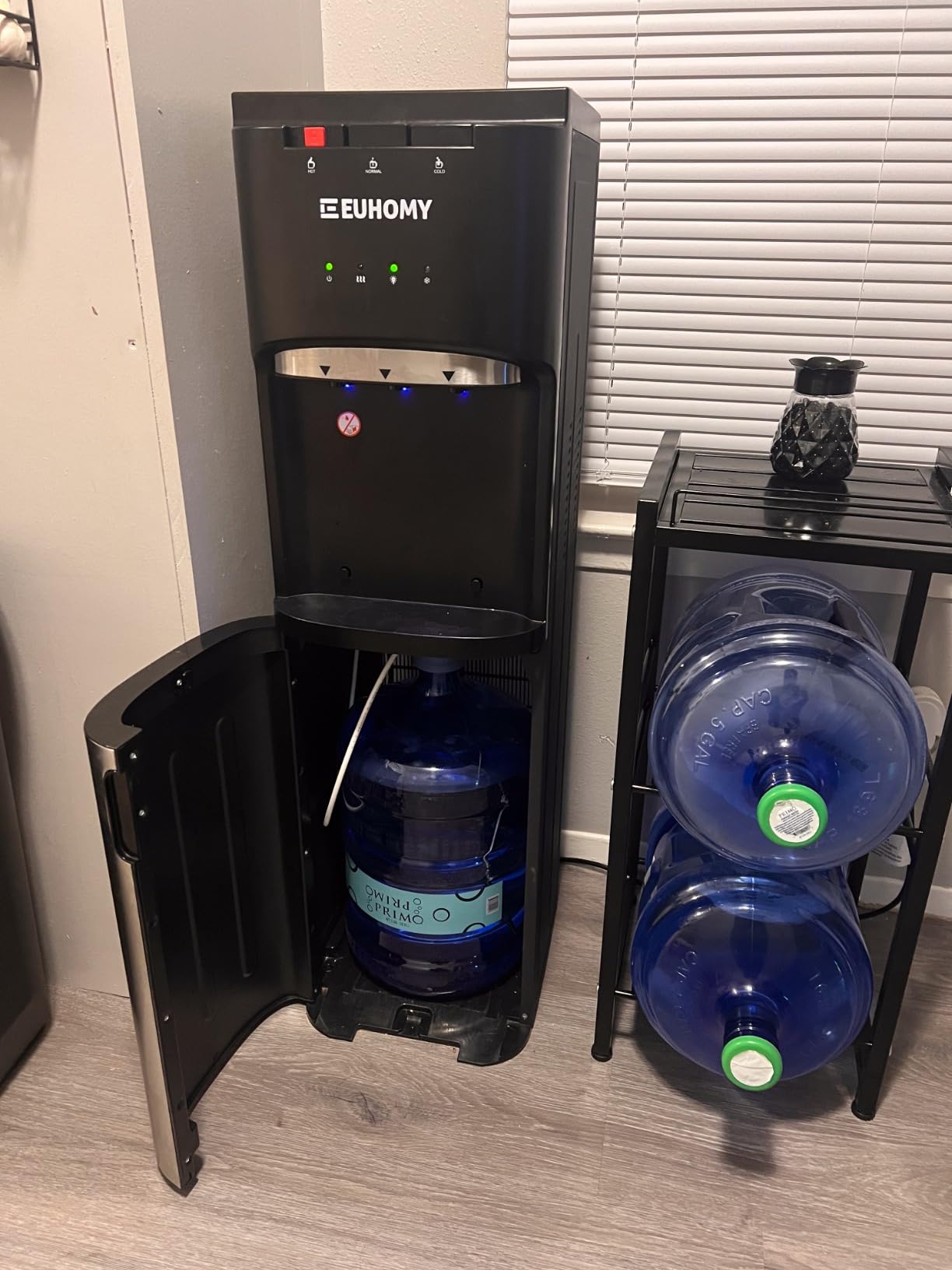 Euhomy Self-Cleaning Bottom-Loading Water Dispenser, Compatible with 5 Gallon Bottles - 3 Temperature Settings with Hot, Room & Cold Water Outlets, Childproof Lock, Night Light & LED Display, Black customer photo 1