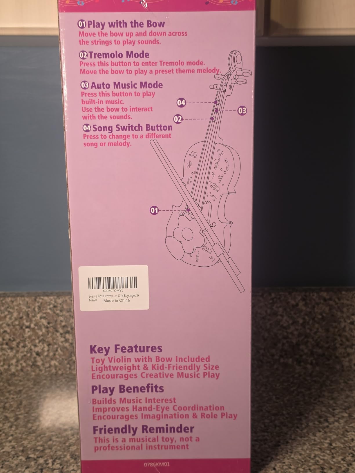 Sealive Kids Electronic Violin Toy with Bow, 17 Inch Music Instrument, for Kids Ages 2+, Soft Simulated Bowing Surface, Built-in Songs, Auto Play & Tremolo Modes, Musical Gift for Girls Boys customer photo 2