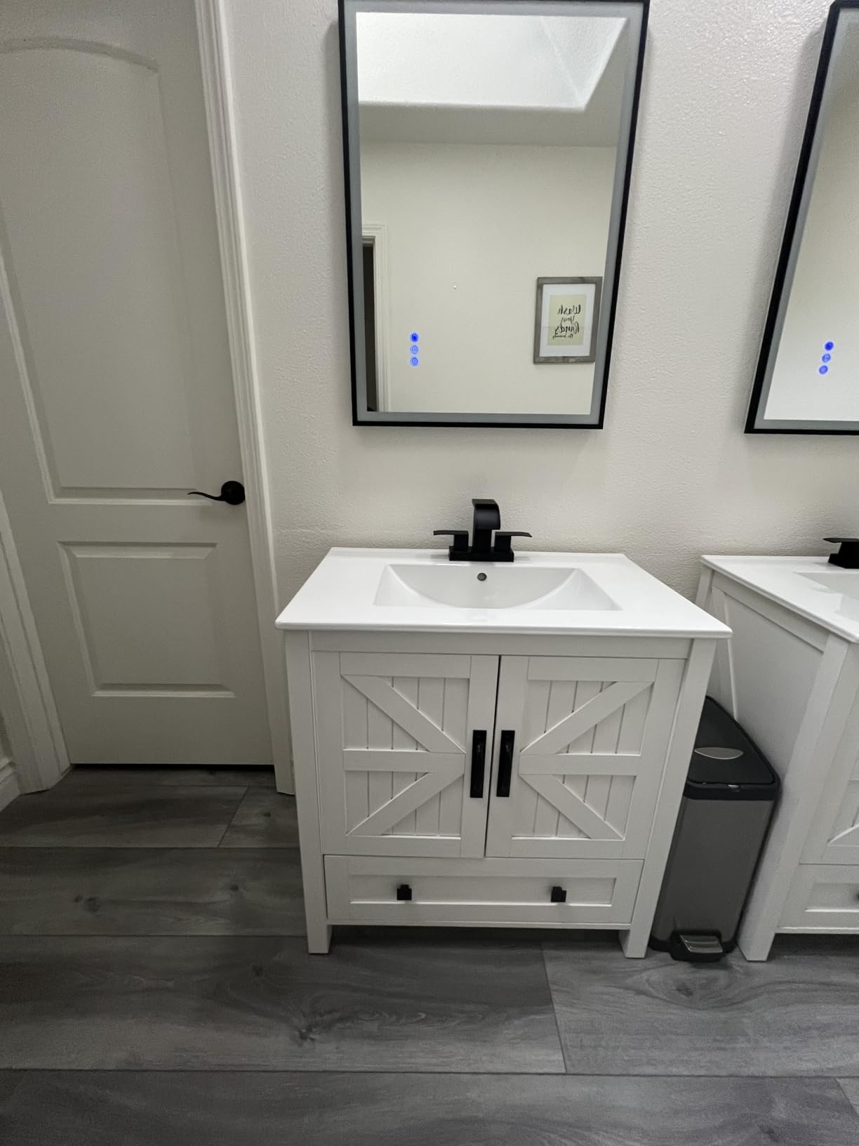 YITAHOME 30 Inch Farmhouse Bathroom Vanity with Sink | Small Space Bathroom Storage Cabinet with Large Drawer, 2 Wood Barn Doors with Built-in Door Racks customer photo 1