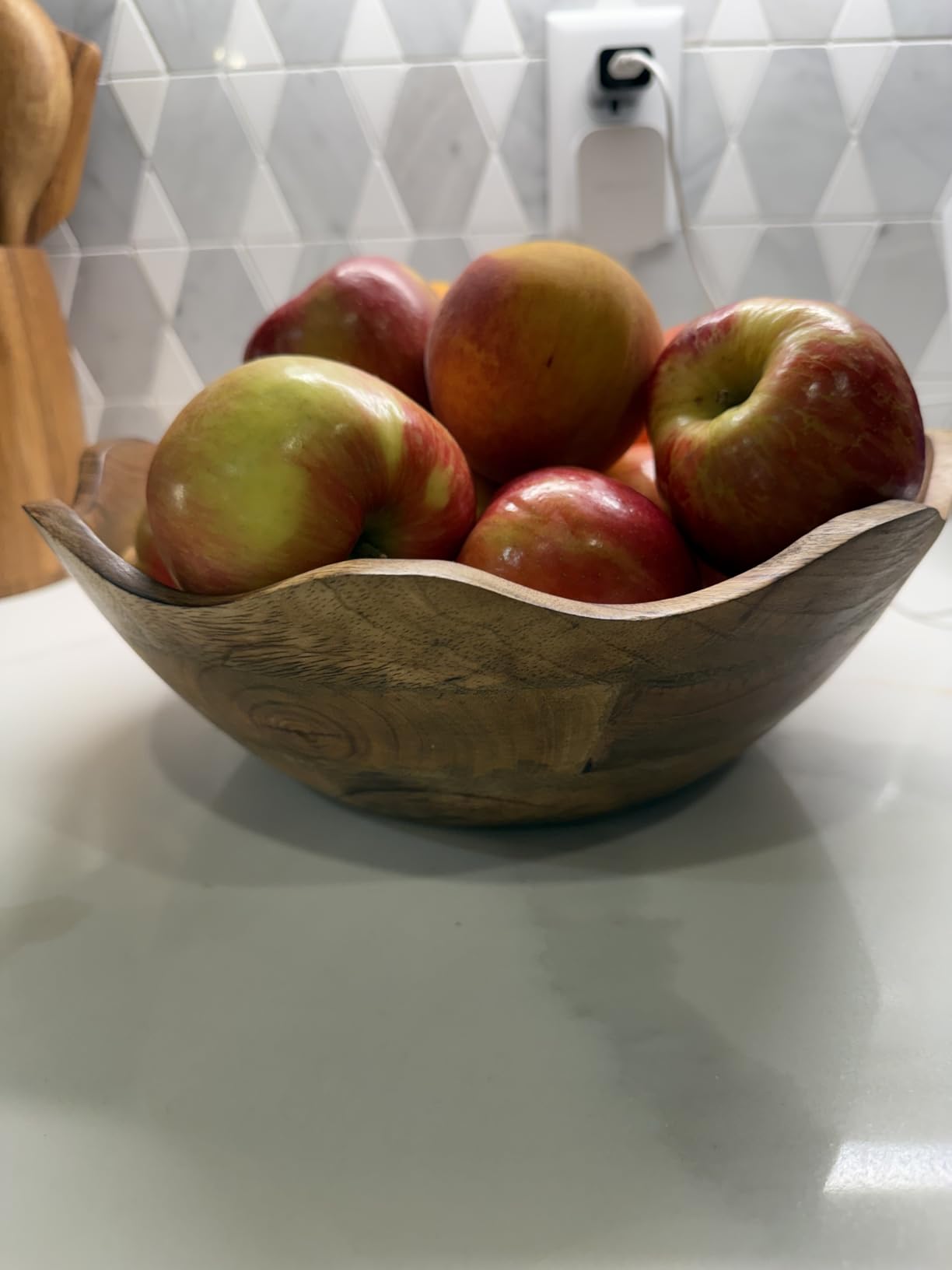 Mela Artisans Premium Scalloped Acacia Bowl - Natural, 12