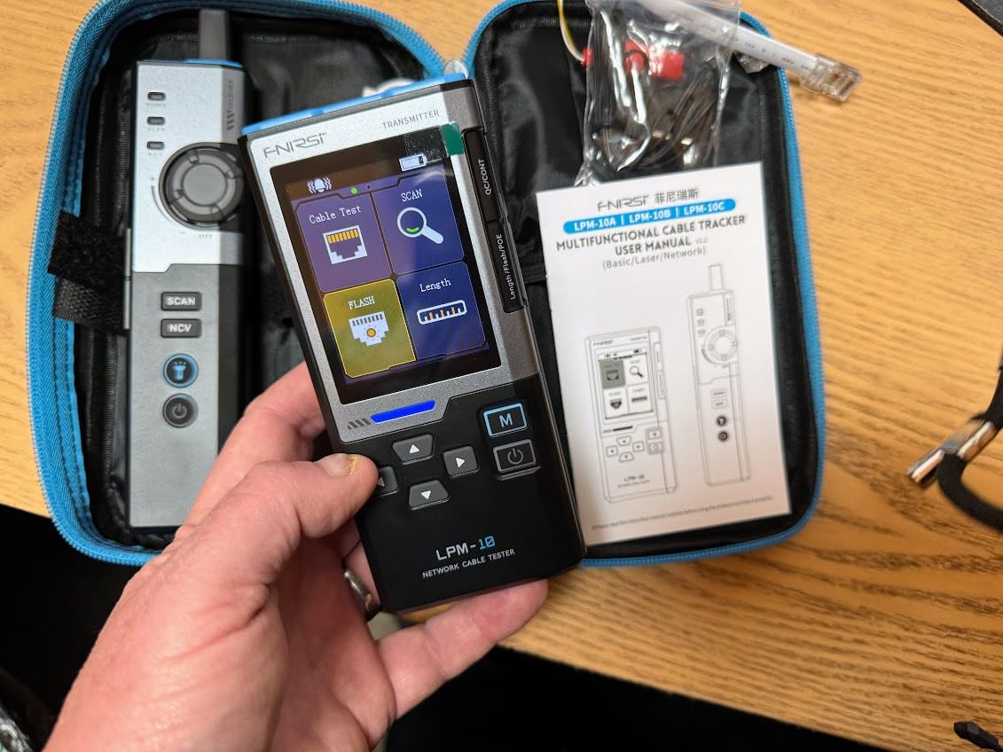 FNIRSI LPM-10A Network Cable Tester Kit, for CAT5 CAT5e CAT6 RJ11 RJ45 | Wire Tracer & Cable Toner with Wiremap, PoE, NCV, Length & 10/100/1000M Test, Rechargeable customer photo 2