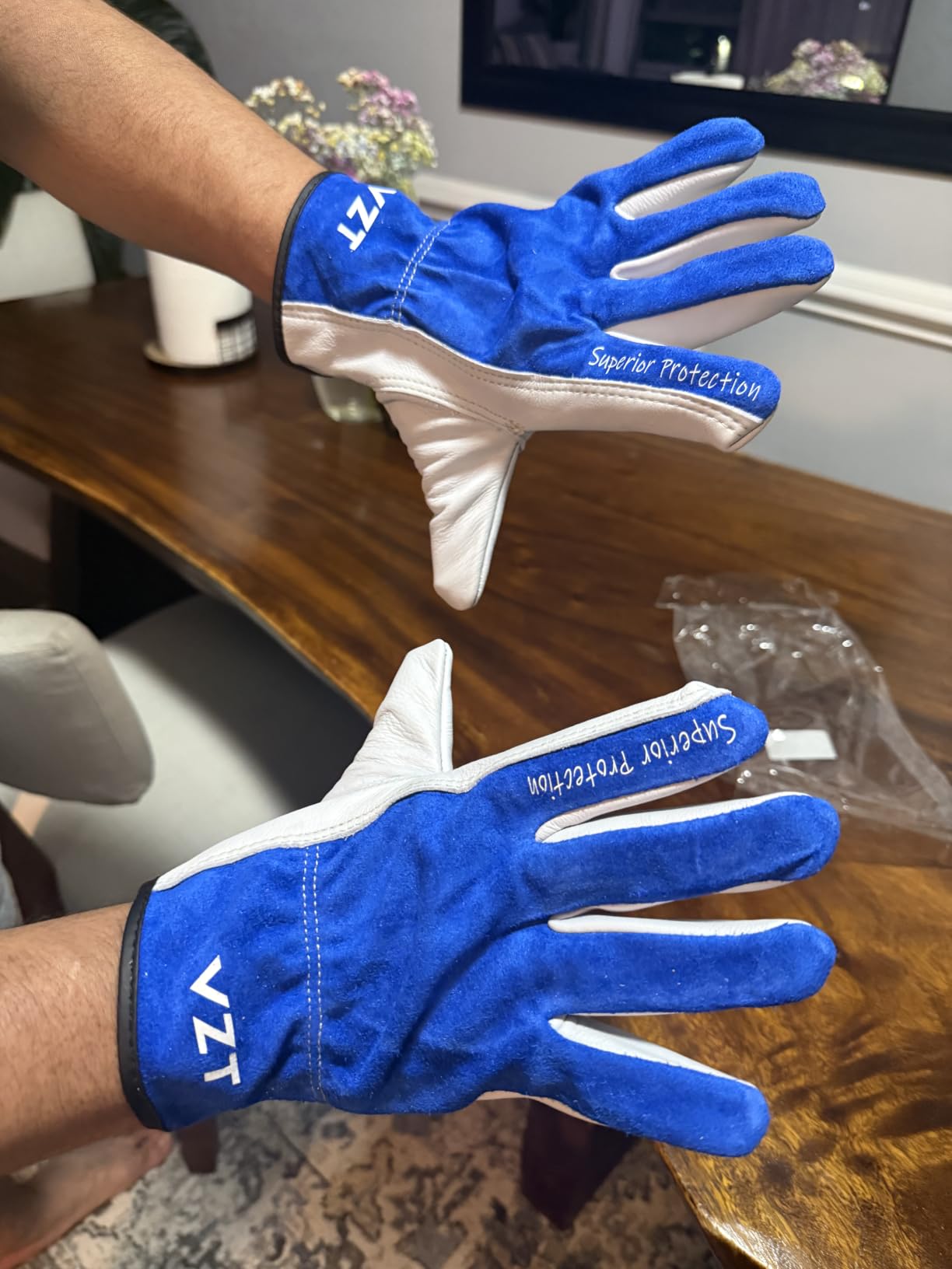 VZT 10 Pairs Leather Work Gloves for Men & Women, Bulk Pack, Durable Soft Grip, Heavy Duty Genuine Cowhide for Truck Drivers, Construction, Welding, Driving, Warehouse, Landscaping, Farm, Ranch. customer photo 1