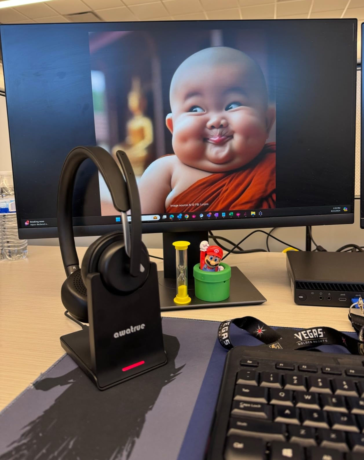 awatrue Wireless Headset with Mic for Work, Noise Canceling for Clear Calls | 2.4G Dongle & Bluetooth 5.3, AI Noise Canceling, for PC/Zoom/Teams/Call Center, Clear Audio, Comfortable Fit, Long Battery customer photo 1