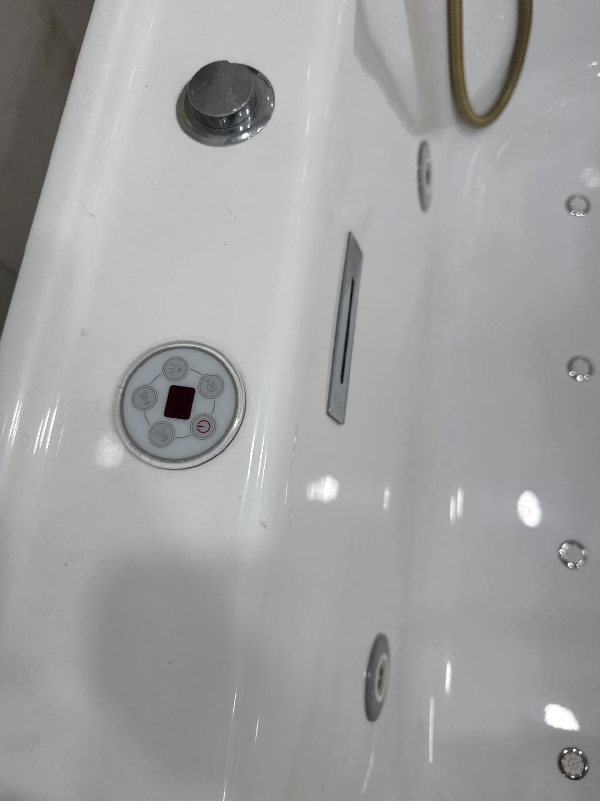 55 Inch Freestanding Bathtub, Small Square Soaking Tub, White Acrylic Deep Soak Tub for Narrow Spaces & Apartments, Modern Slim Design with Overflow & Chrome Drain Kit, Glossy Interior/Exterior customer photo 1