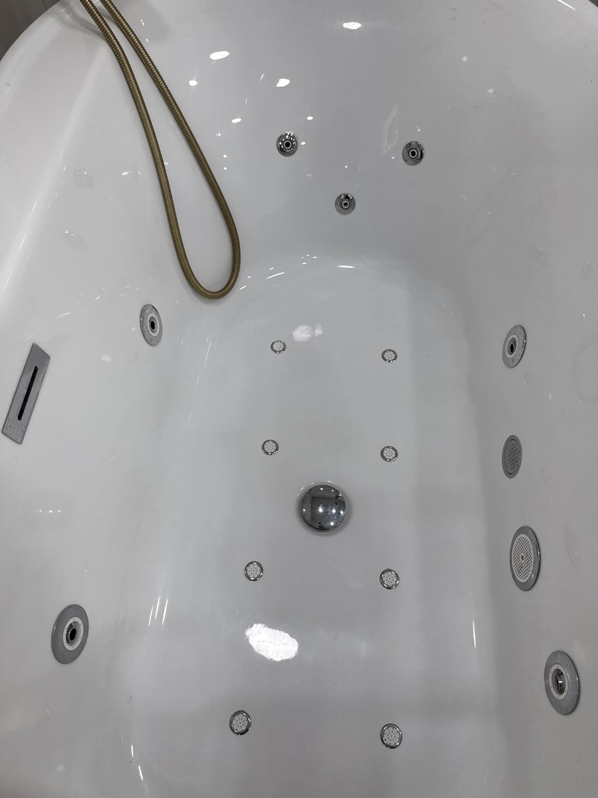 55 Inch Freestanding Bathtub, Small Square Soaking Tub, White Acrylic Deep Soak Tub for Narrow Spaces & Apartments, Modern Slim Design with Overflow & Chrome Drain Kit, Glossy Interior/Exterior customer photo 2